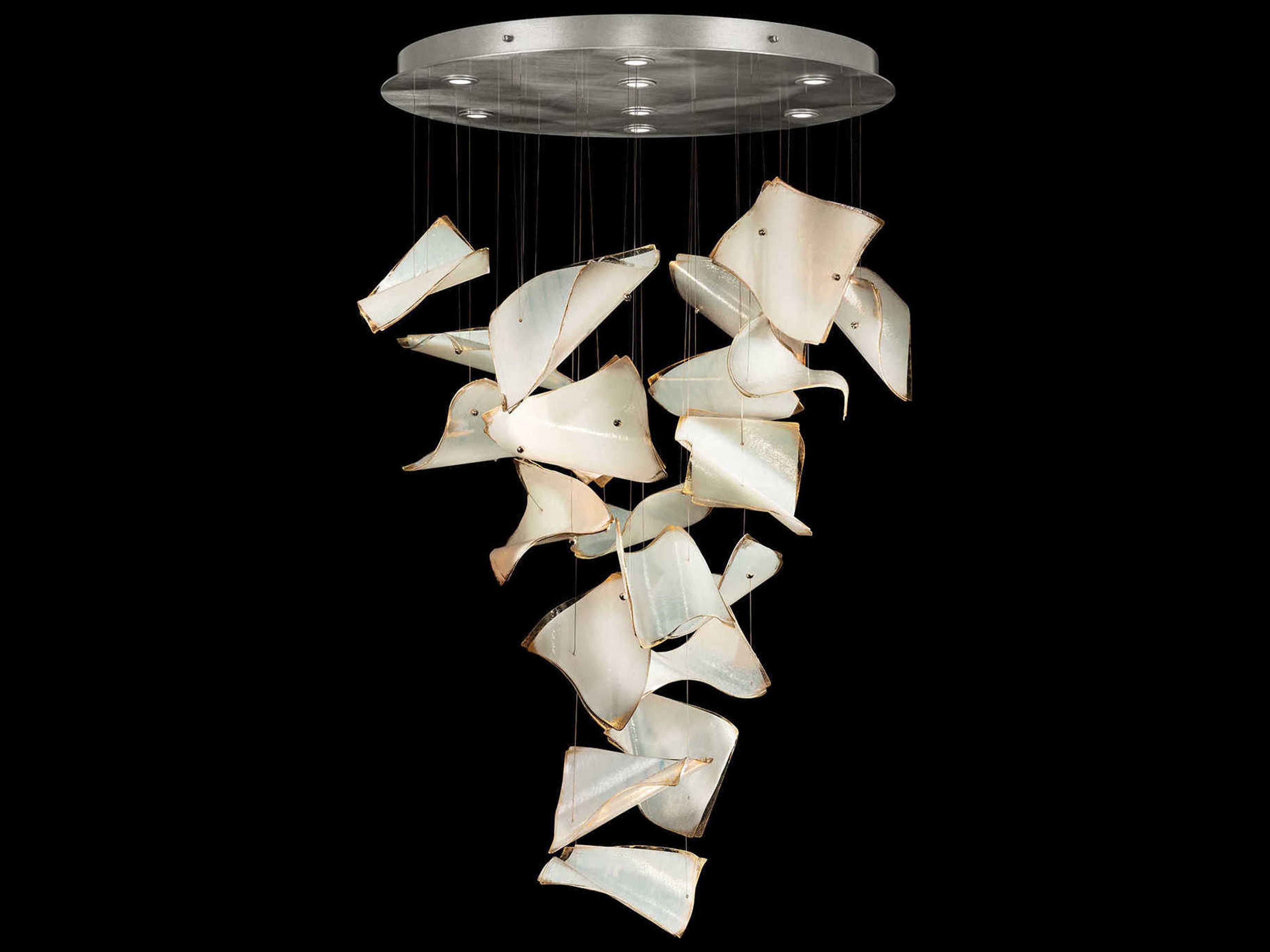 Fine Art Handcrafted Lighting Elevate 8-Light Silver Leaf Glass LED Pendant