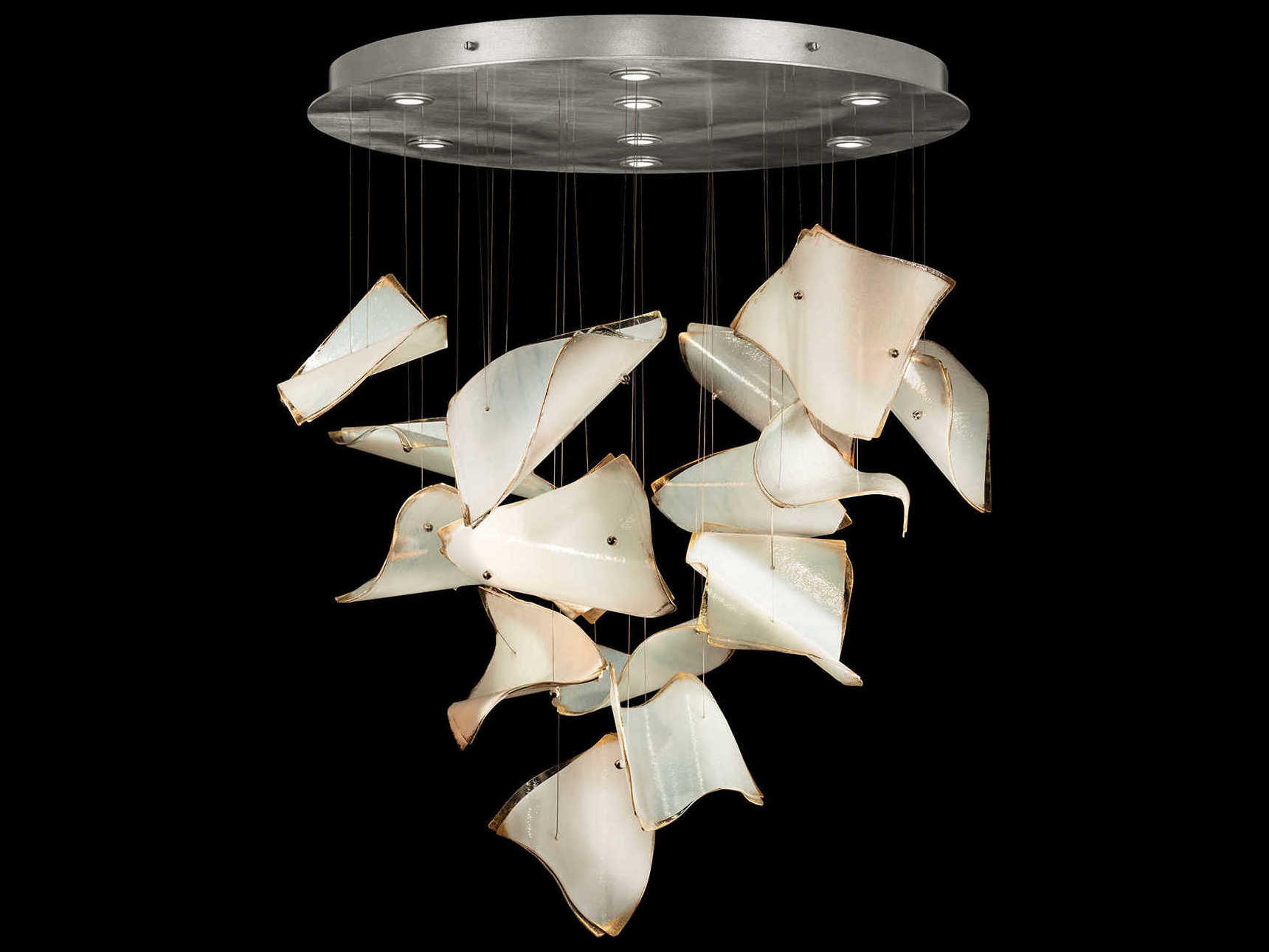 Fine Art Handcrafted Lighting Elevate 8-Light Silver Leaf Glass LED Pendant