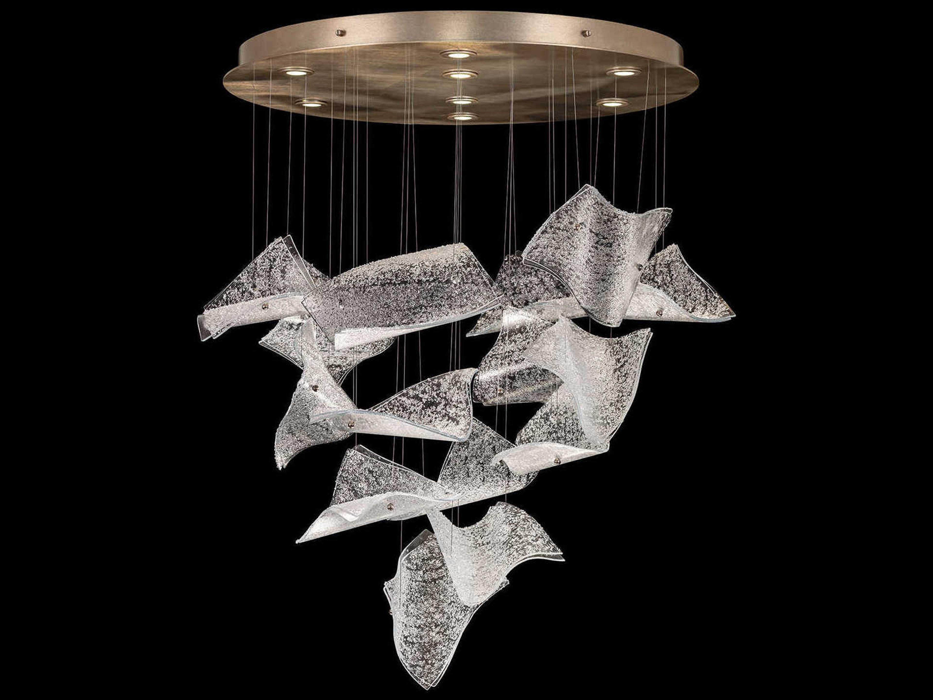 Fine Art Handcrafted Lighting Elevate 8-Light Gold Leaf Glass LED Pendant