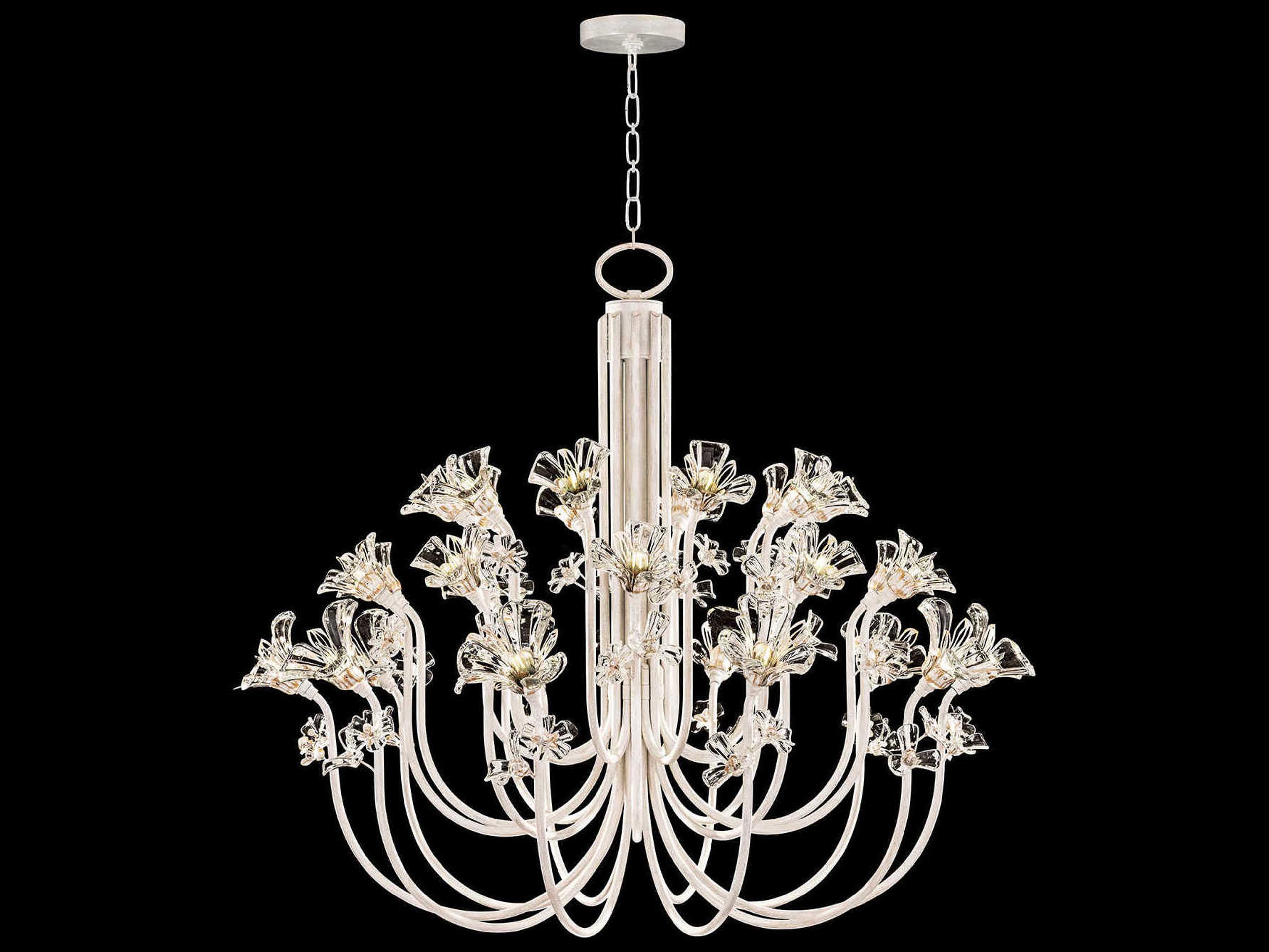 Fine Art Handcrafted Lighting Azu 30-Light White Crystal Candelabra Chandelier