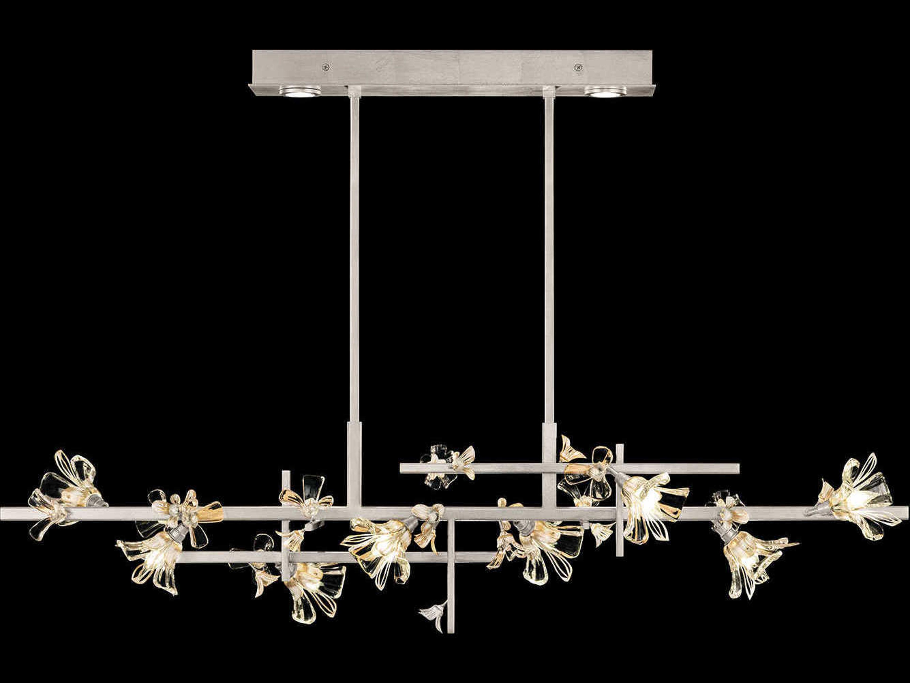 Fine Art Handcrafted Lighting Azu 8-Light Silver Crystal Linear Island Pendant