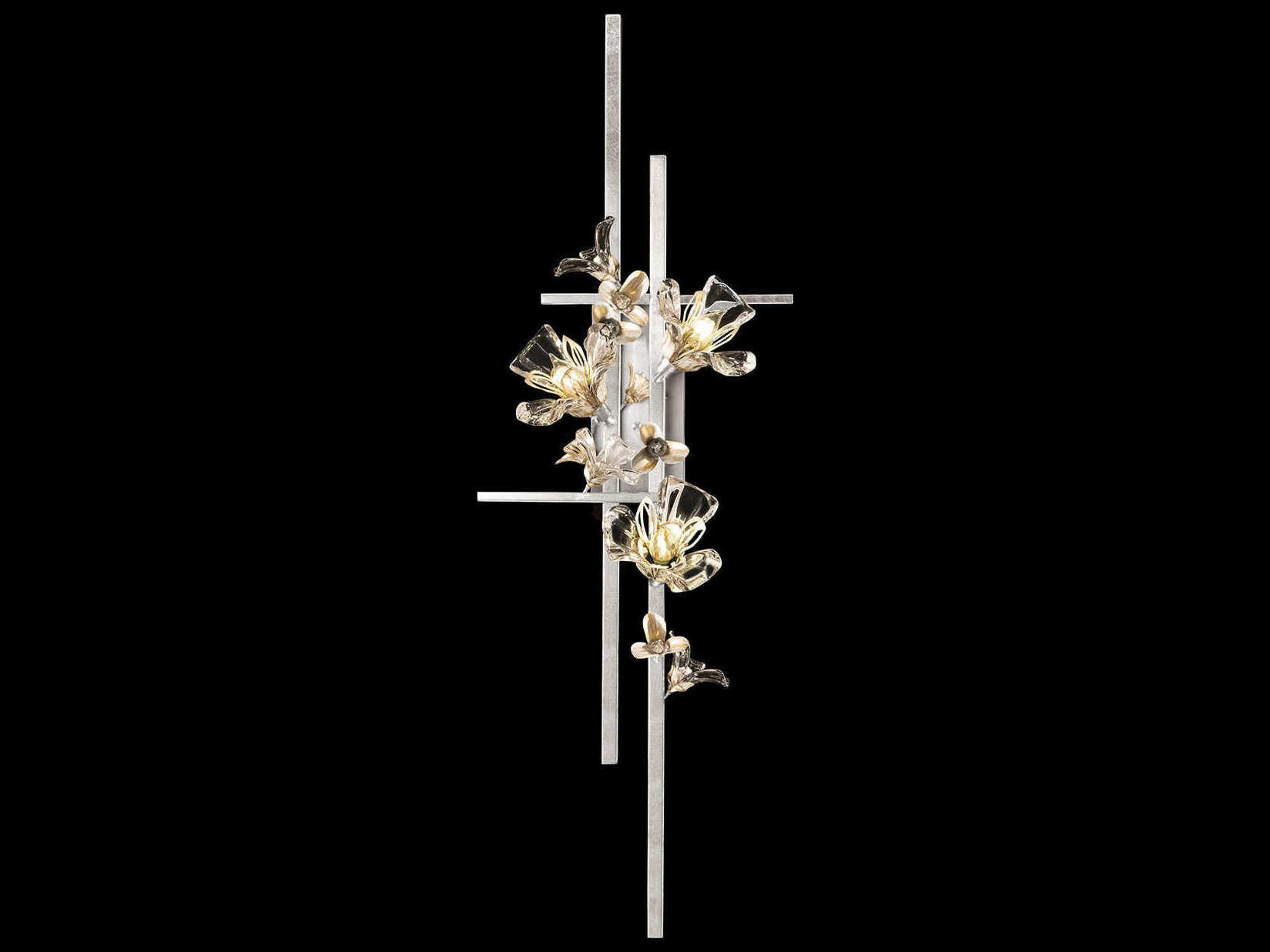 Fine Art Handcrafted Lighting Azu 3-Light Silver Crystal Wall Sconce