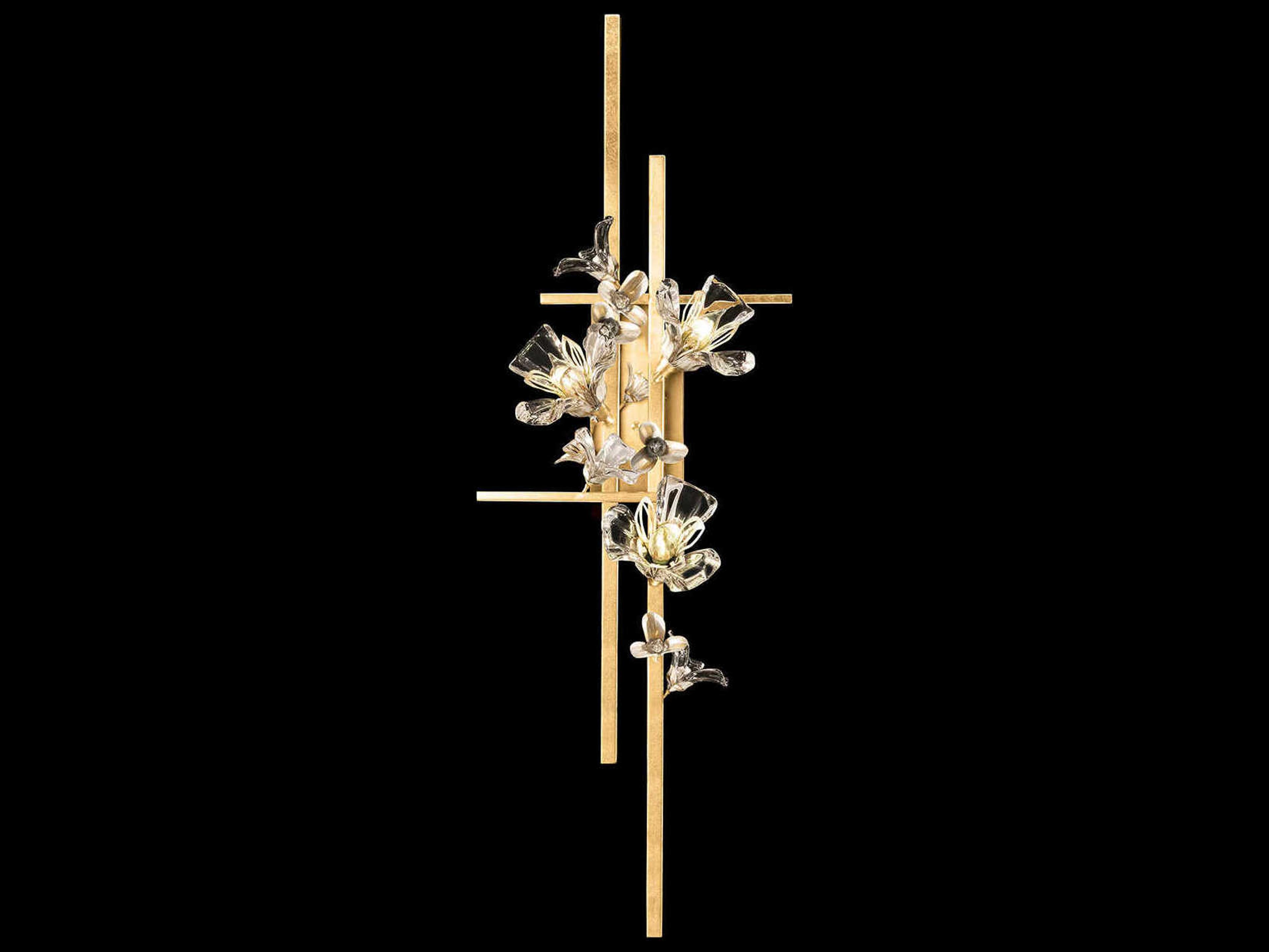 Fine Art Handcrafted Lighting Azu 3-Light Gold Crystal Wall Sconce