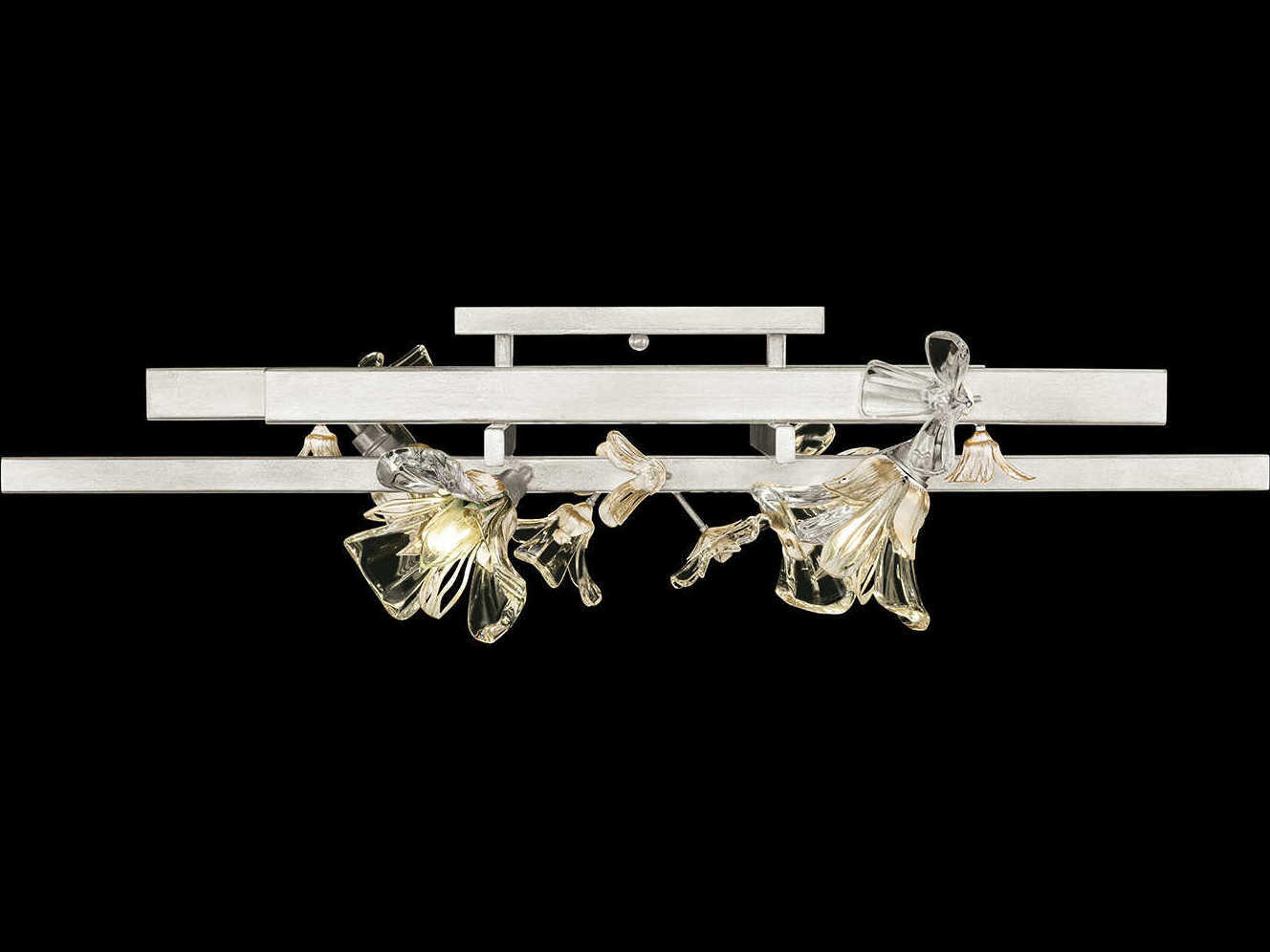 Fine Art Handcrafted Lighting Azu 4-Light Silver Crystal Flush Mount