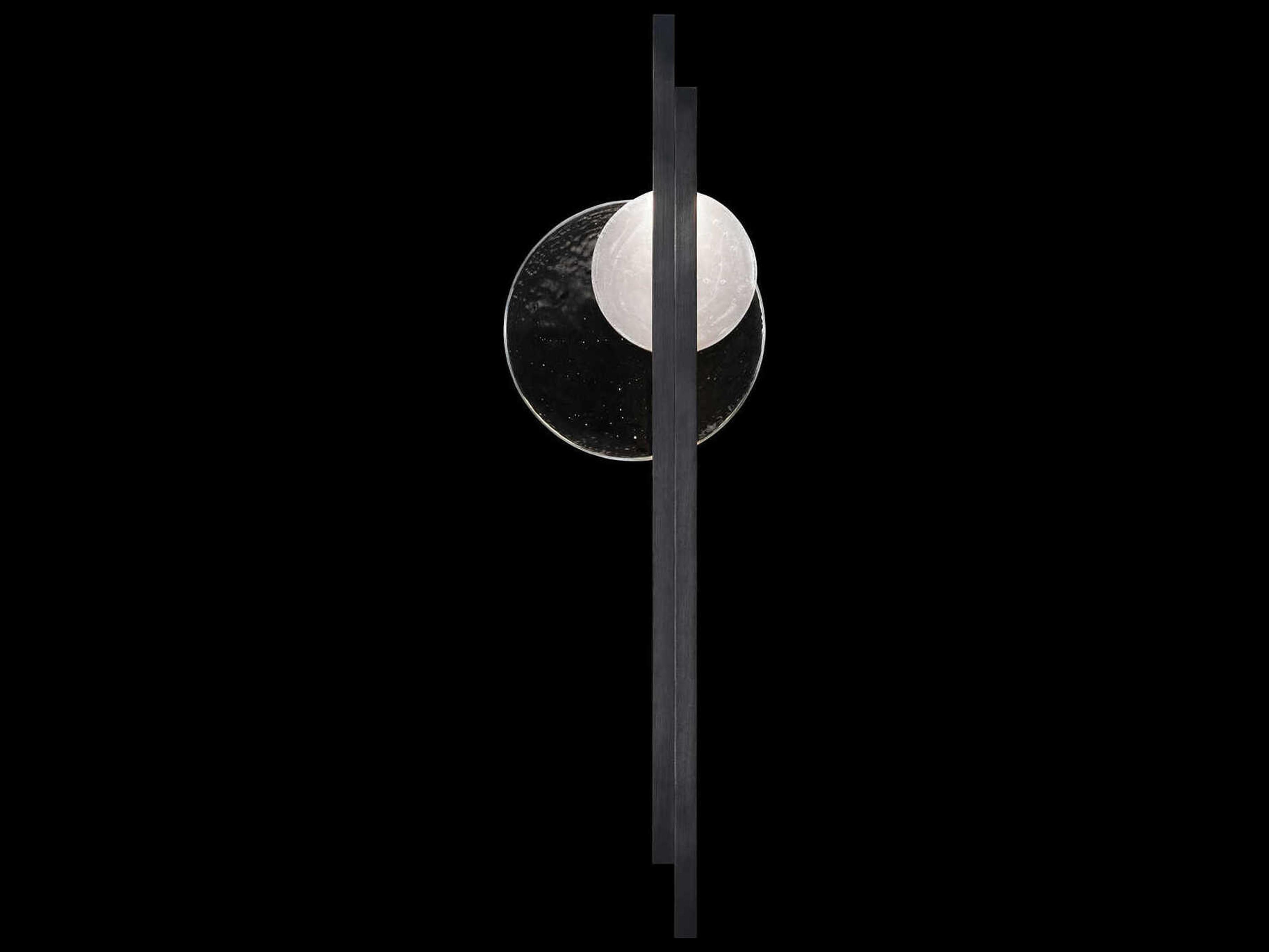 Fine Art Handcrafted Lighting Selene 2-Light Black Iron Glass LED Wall Sconce