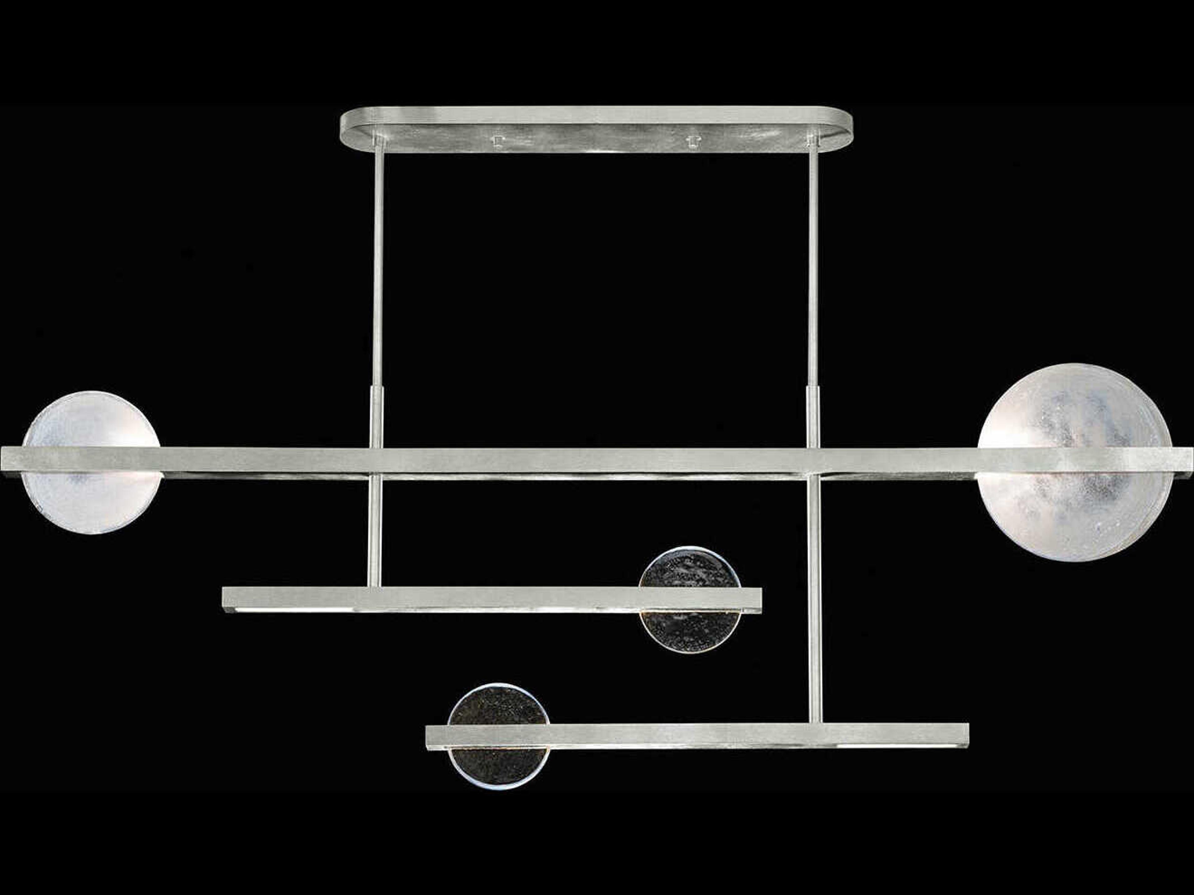 Fine Art Handcrafted Lighting Selene 6-Light Silver Leaf Glass LED Geometric Linear Island Pendant