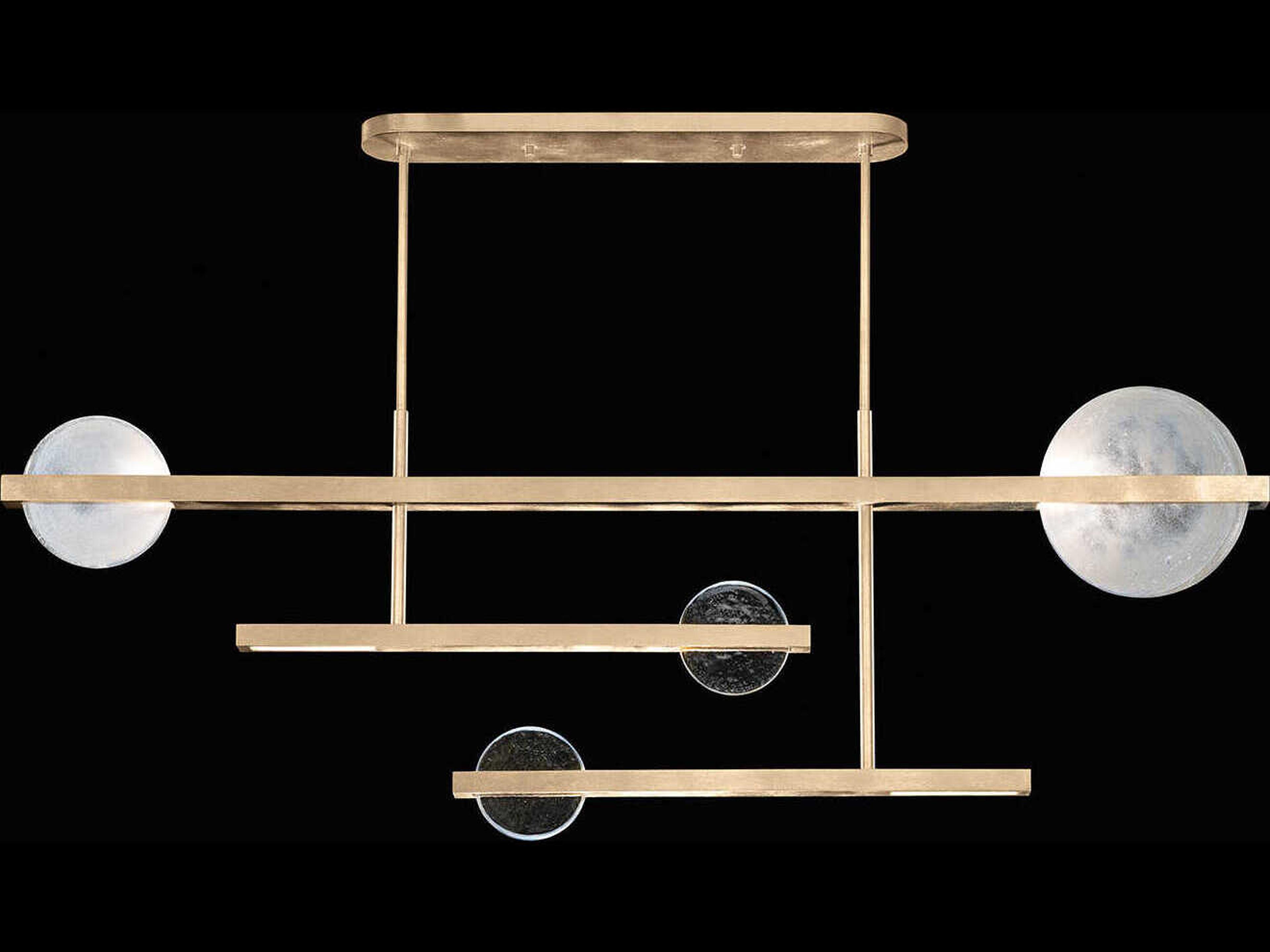 Fine Art Handcrafted Lighting Selene 6-Light Soft Gold Glass LED Geometric Linear Island Pendant