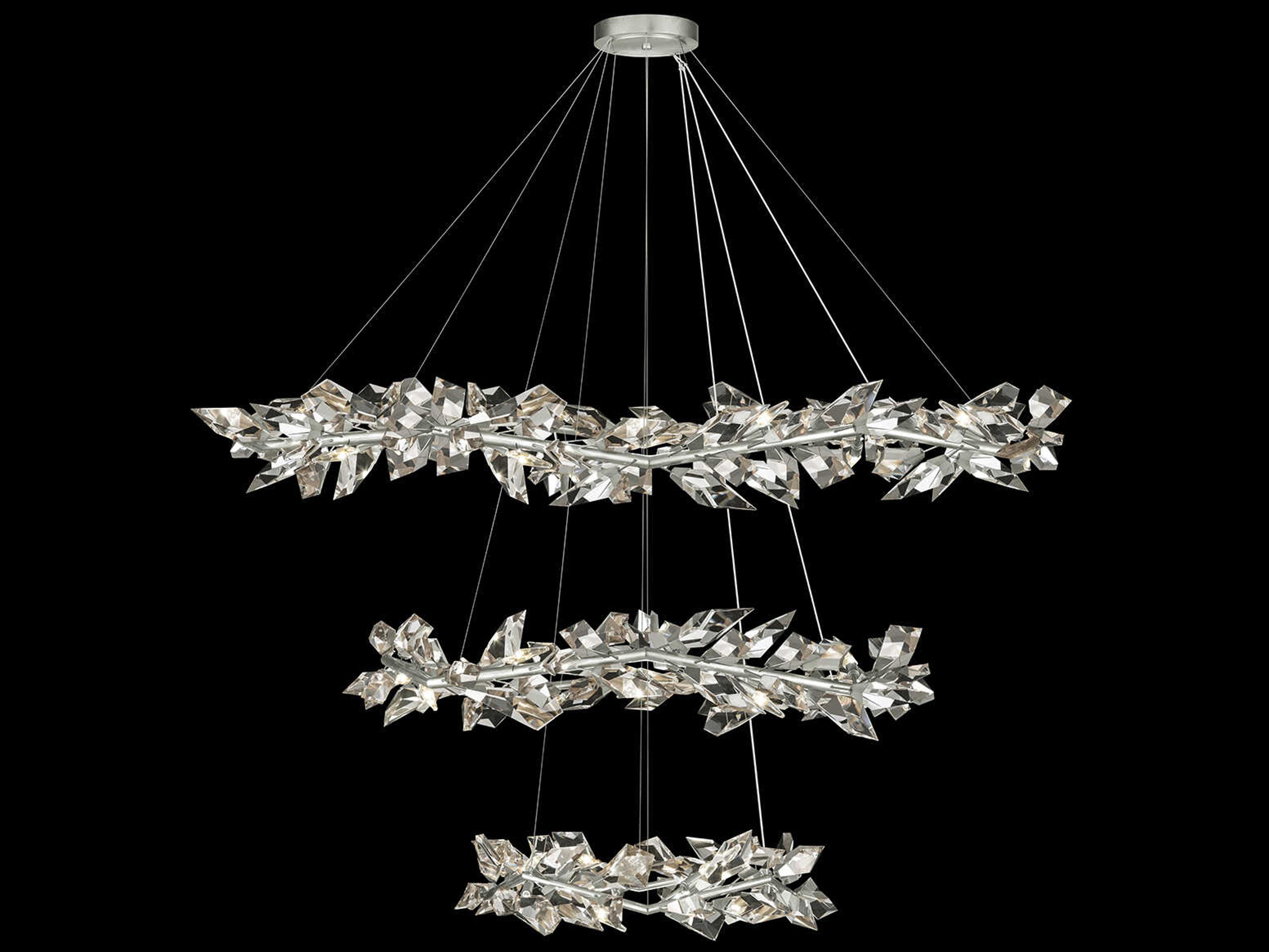 Fine Art Handcrafted Lighting Foret 35-Light Silver Crystal Tiered Pendant