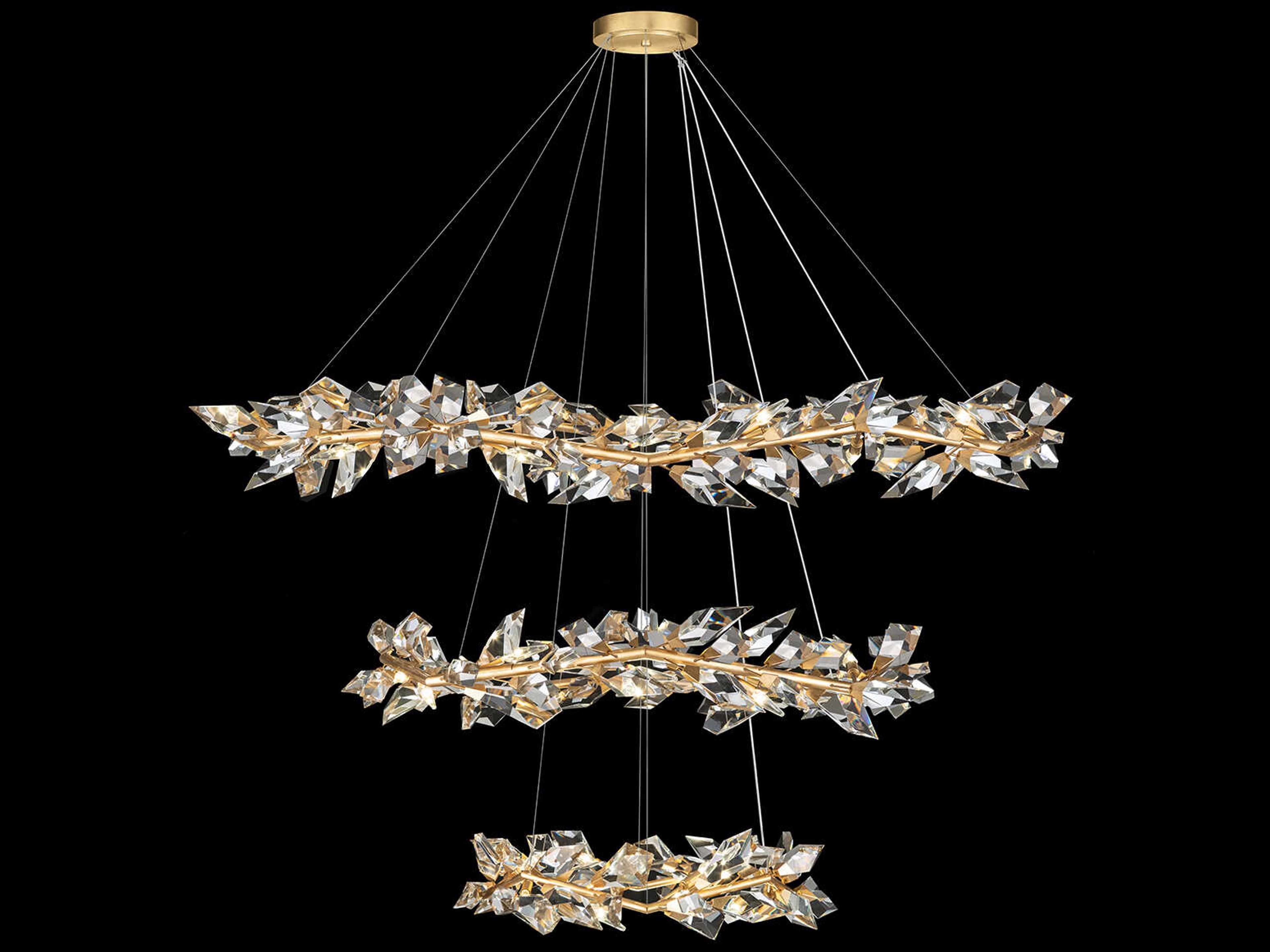 Fine Art Handcrafted Lighting Foret 35-Light Gold Crystal Tiered Pendant