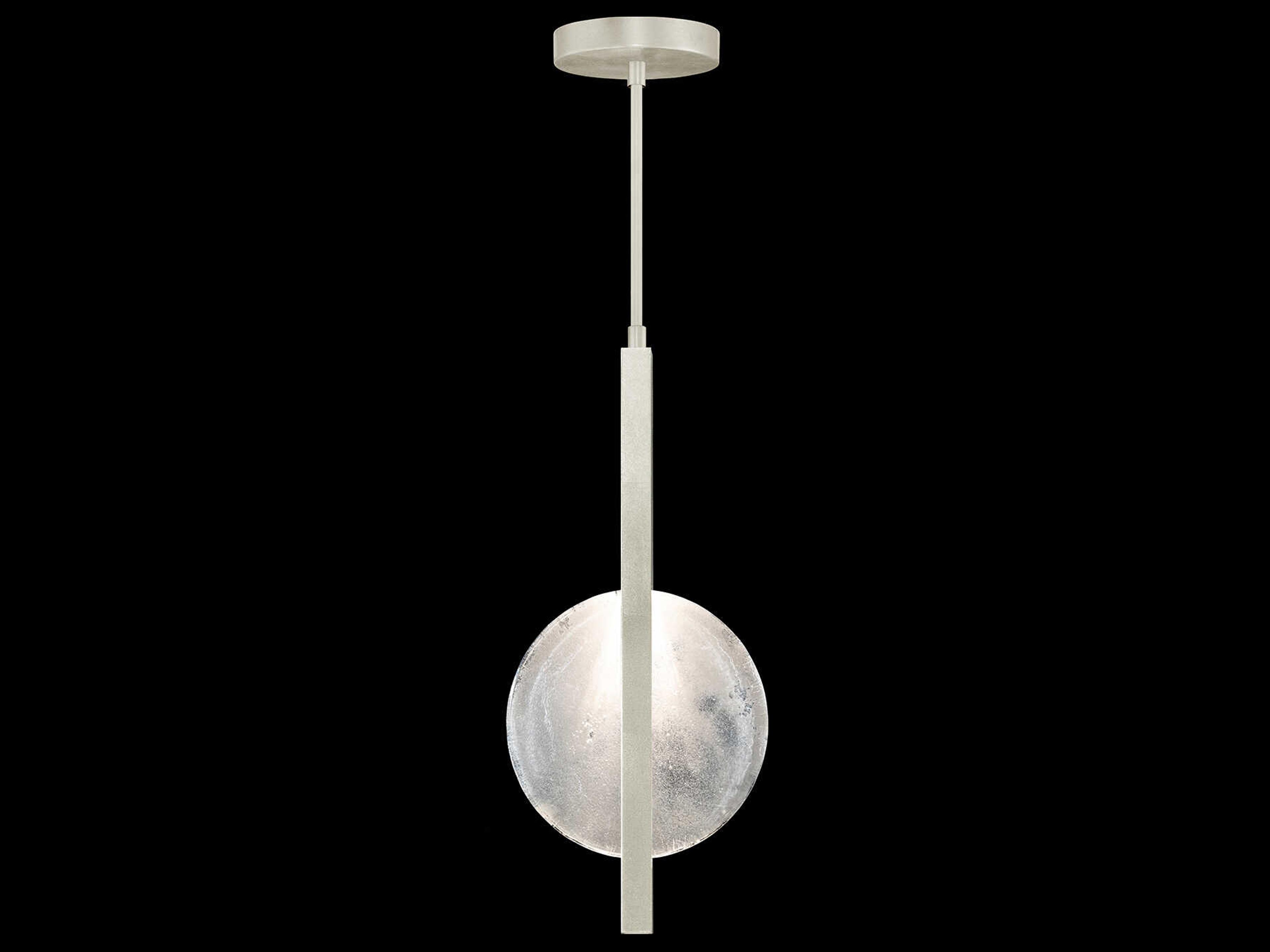 Fine Art Handcrafted Lighting Selene 2-Light Silver Leaf Glass LED Round Mini Pendant