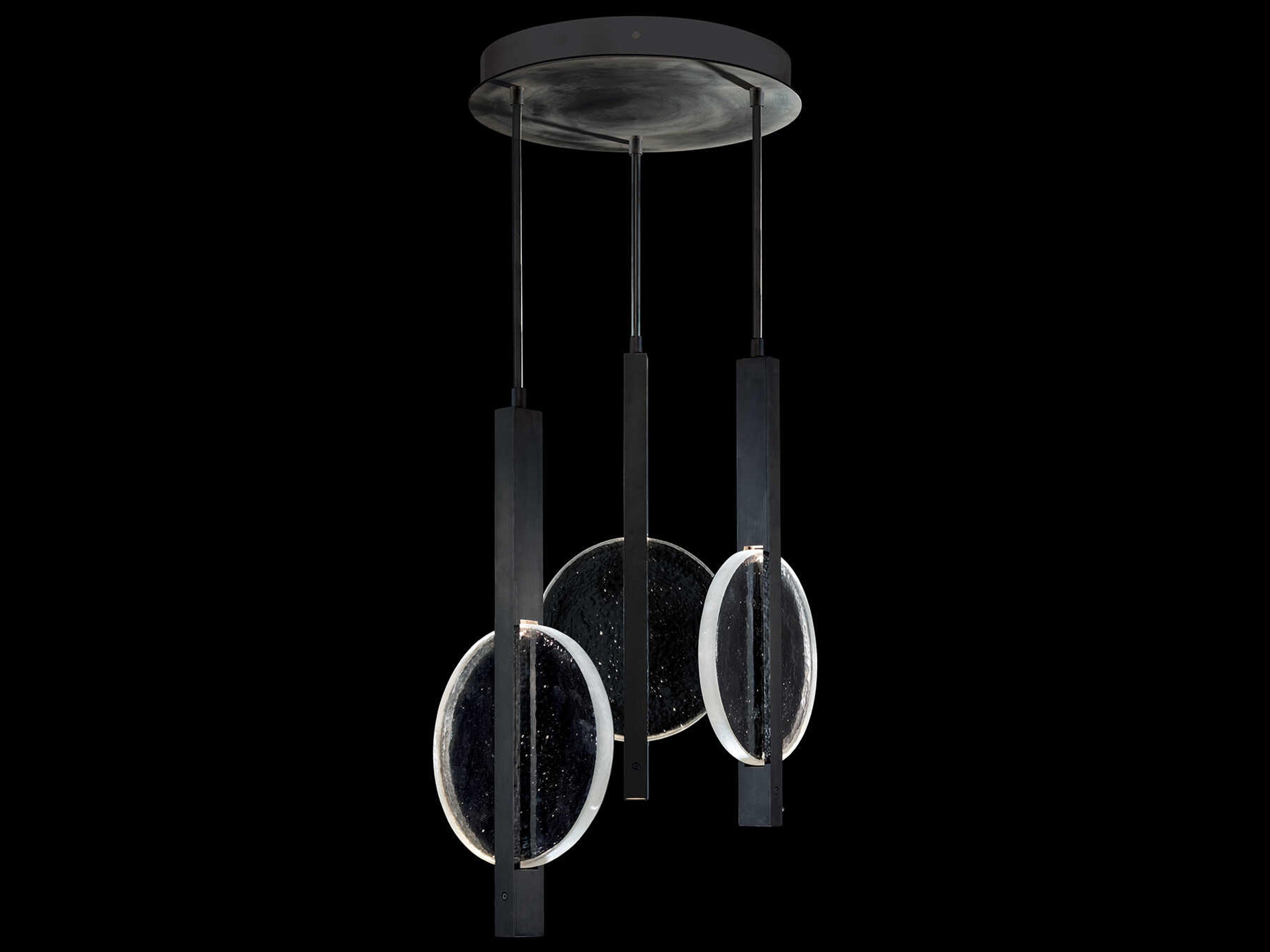 Selene 6-Light Black Iron Glass LED Round Pendant