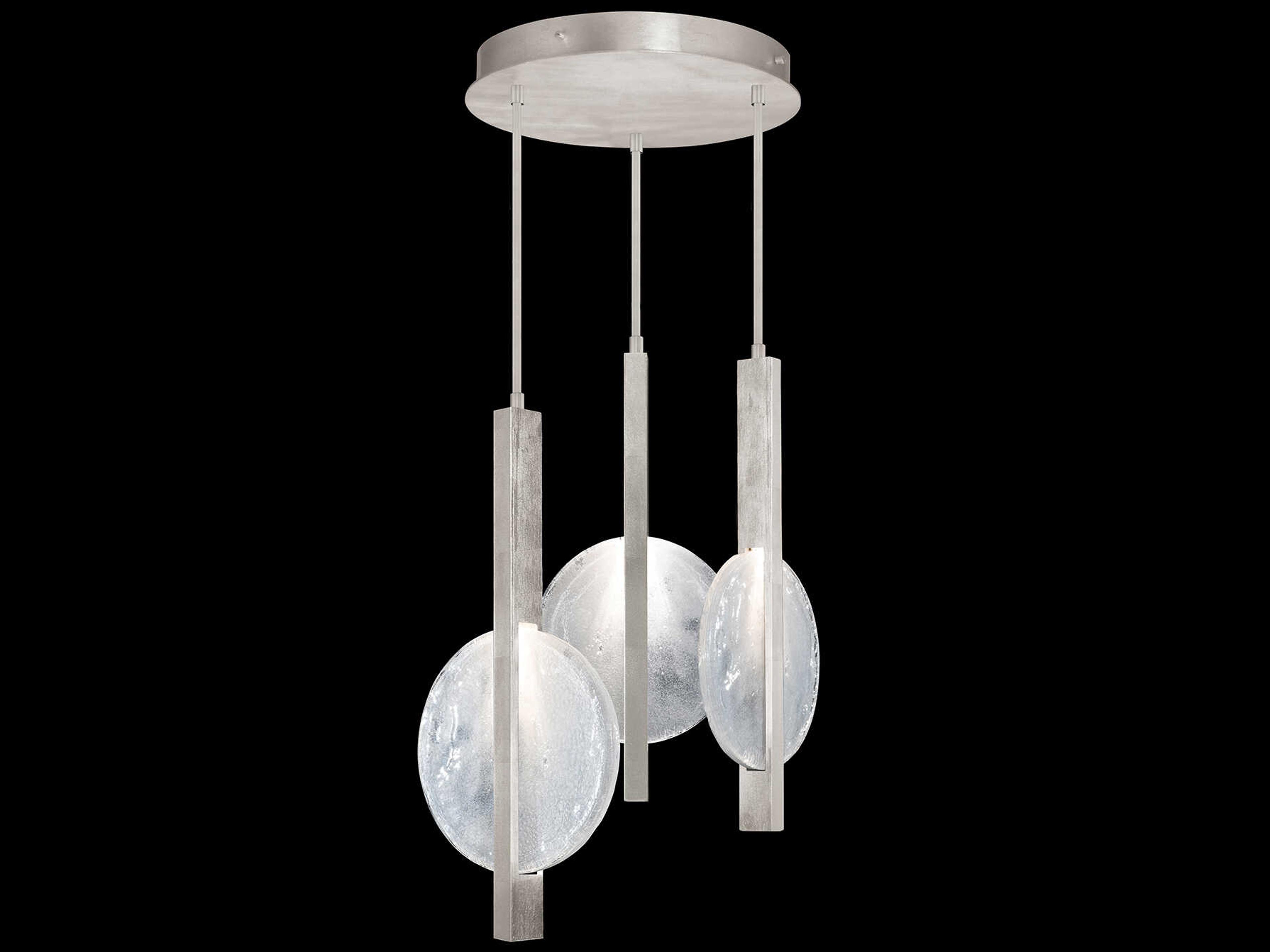 Selene 6-Light Silver Leaf Glass LED Round Pendant