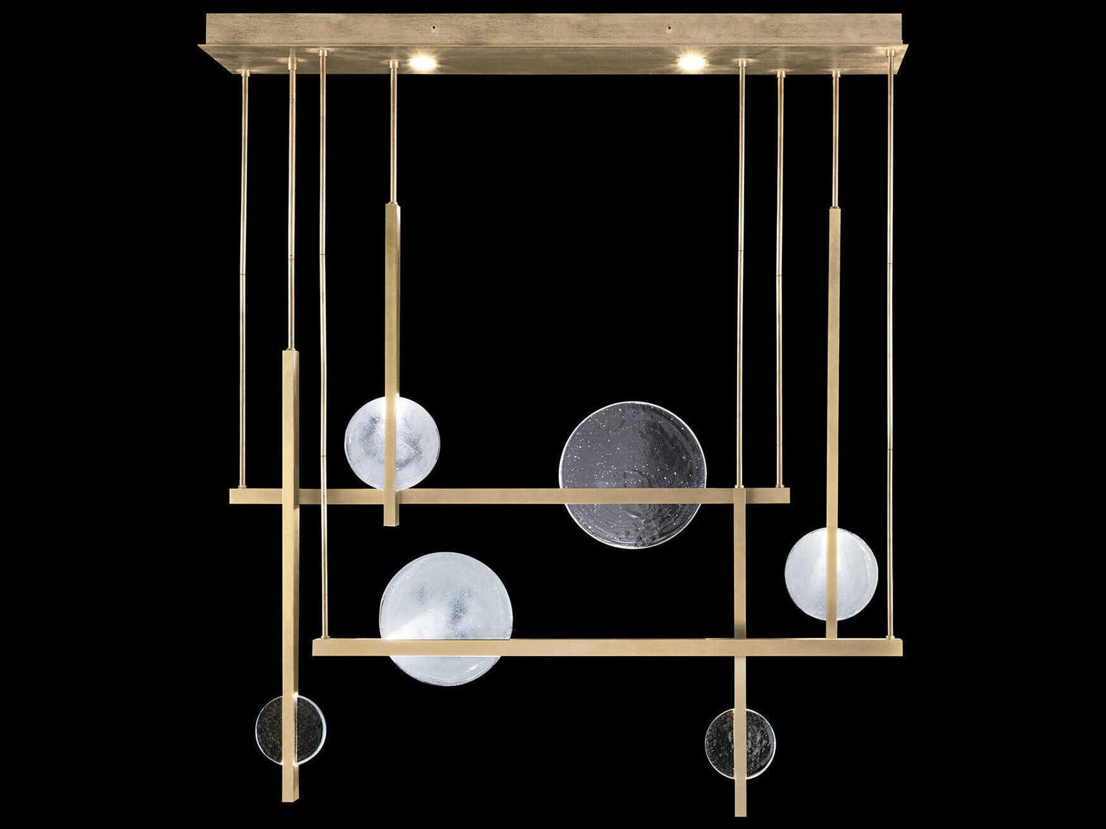 Fine Art Handcrafted Lighting Selene 12-Light Soft Gold Glass LED Geometric Linear Island Pendant