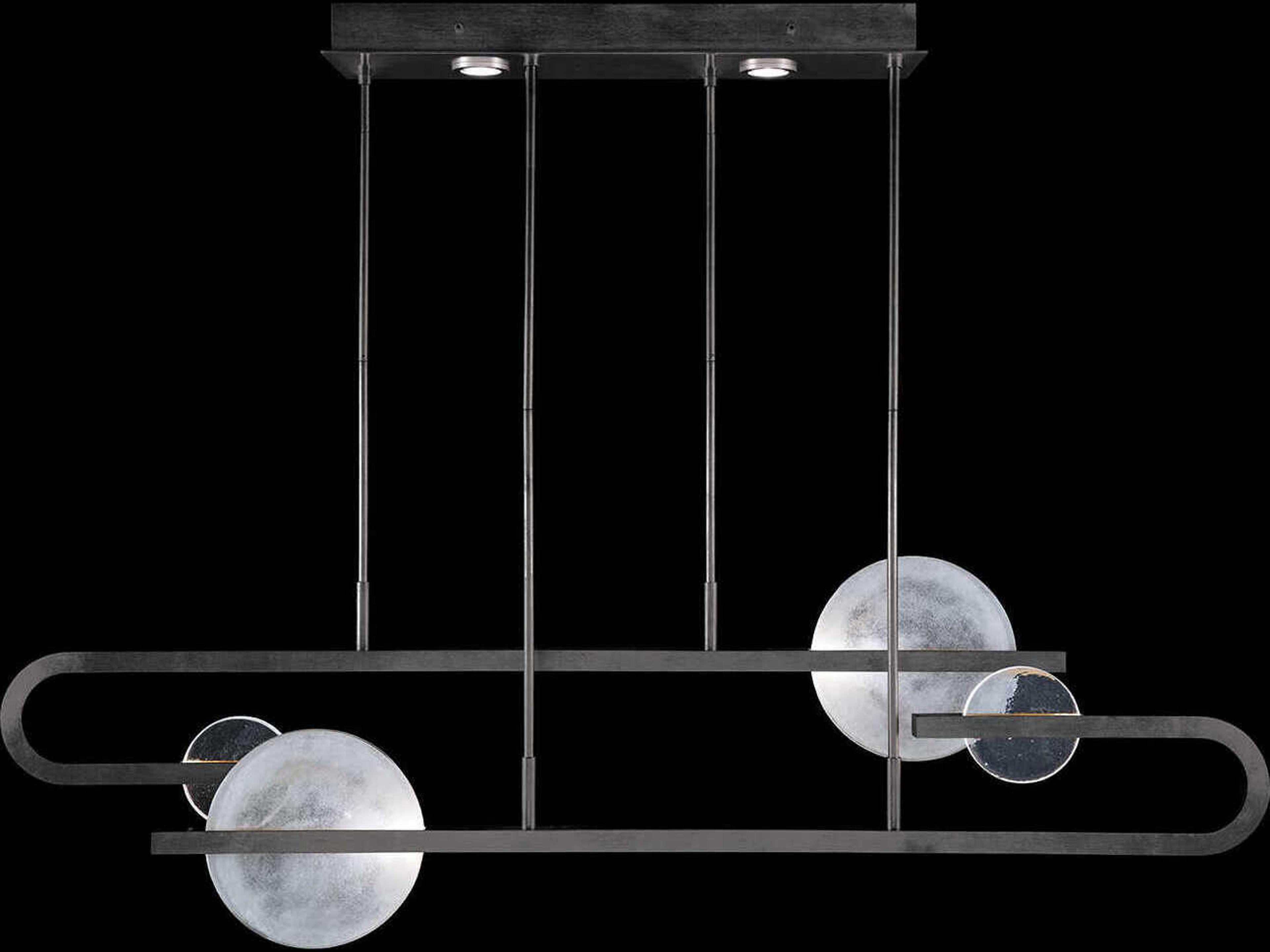 Fine Art Handcrafted Lighting Selene 8-Light Black Glass LED Geometric Linear Island Pendant