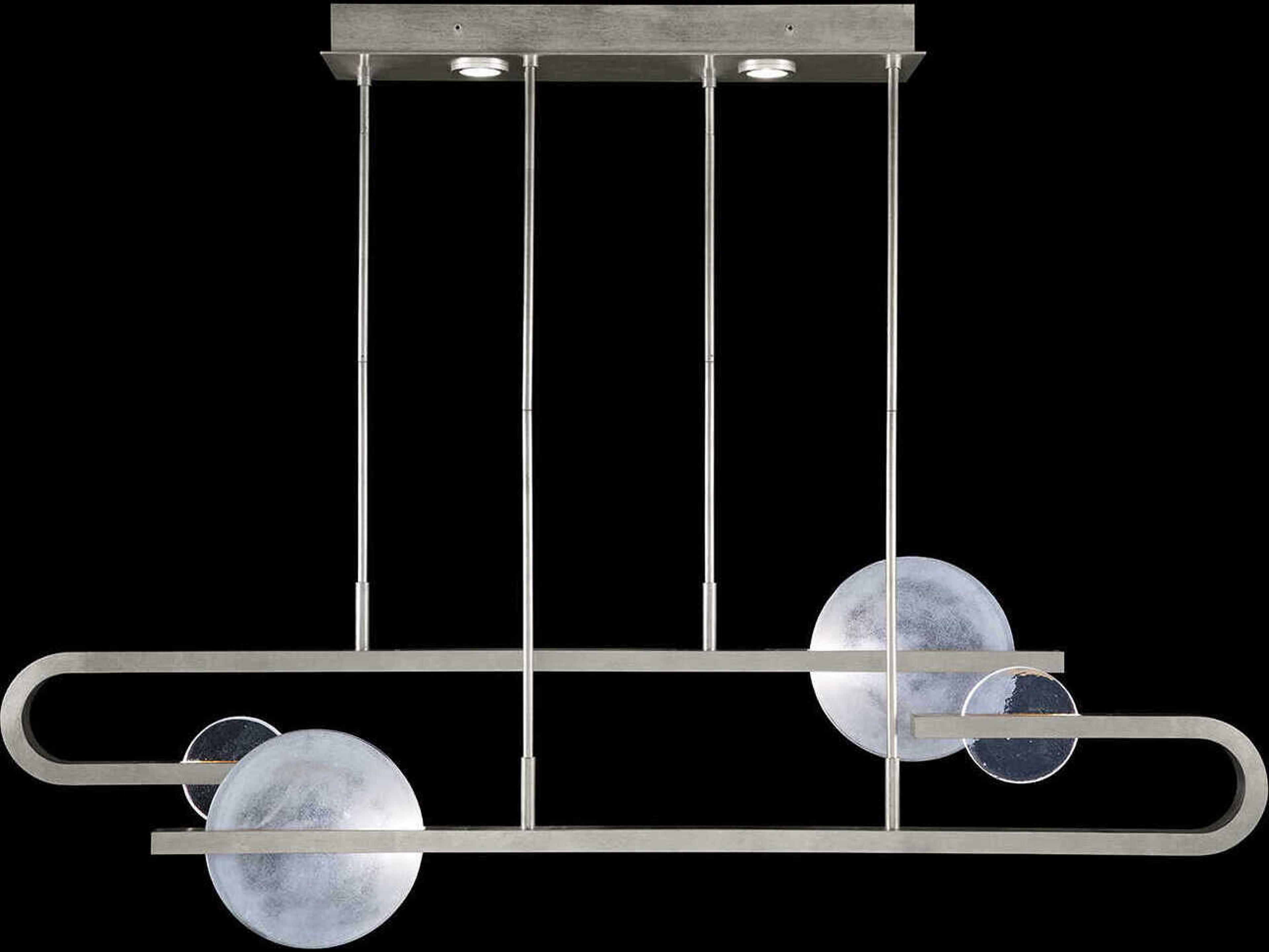 Fine Art Handcrafted Lighting Selene 8-Light Silver Glass LED Geometric Linear Island Pendant