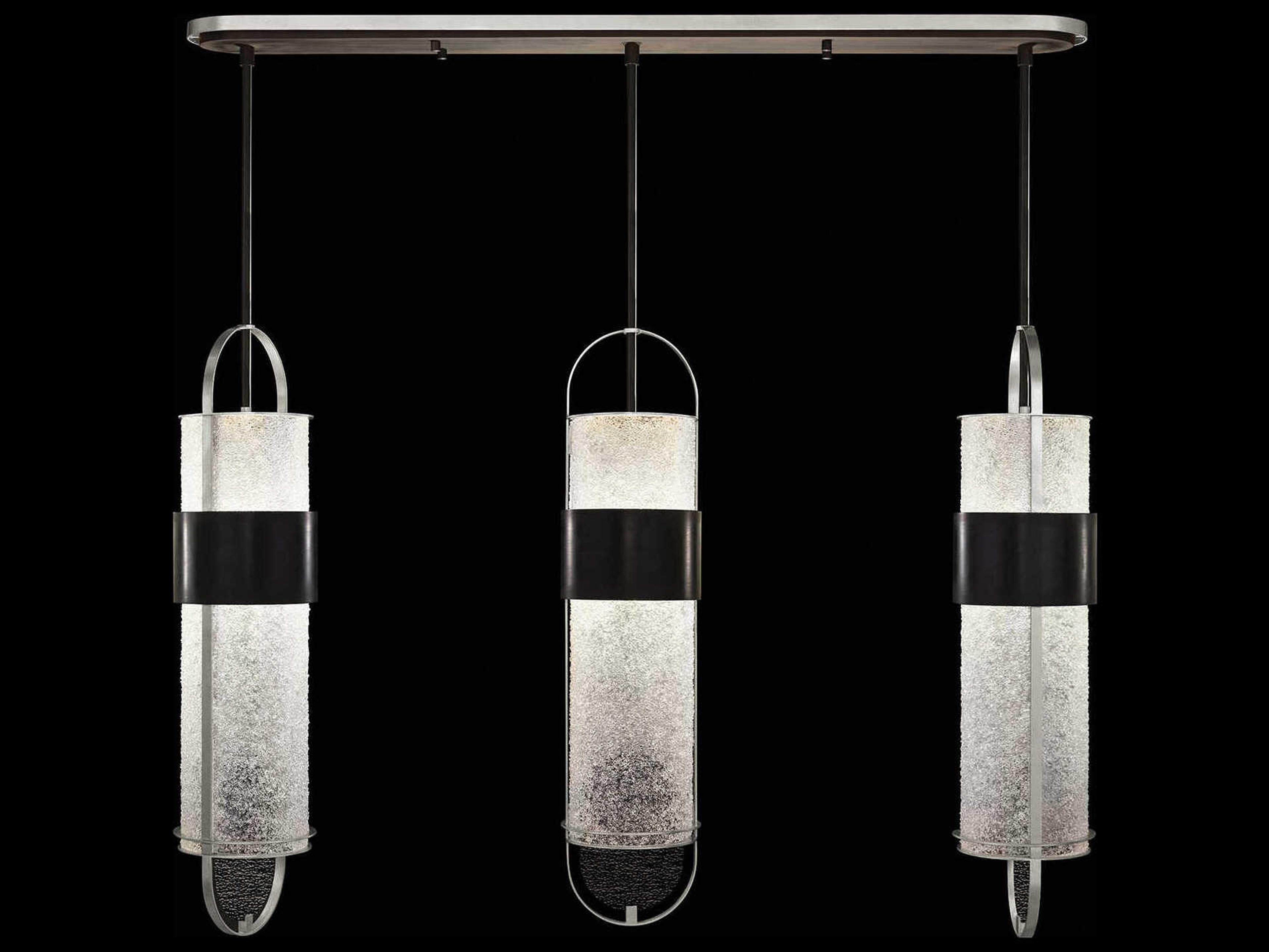 Fine Art Handcrafted Lighting Bond 6-Light Black Silver Linear Island Pendant
