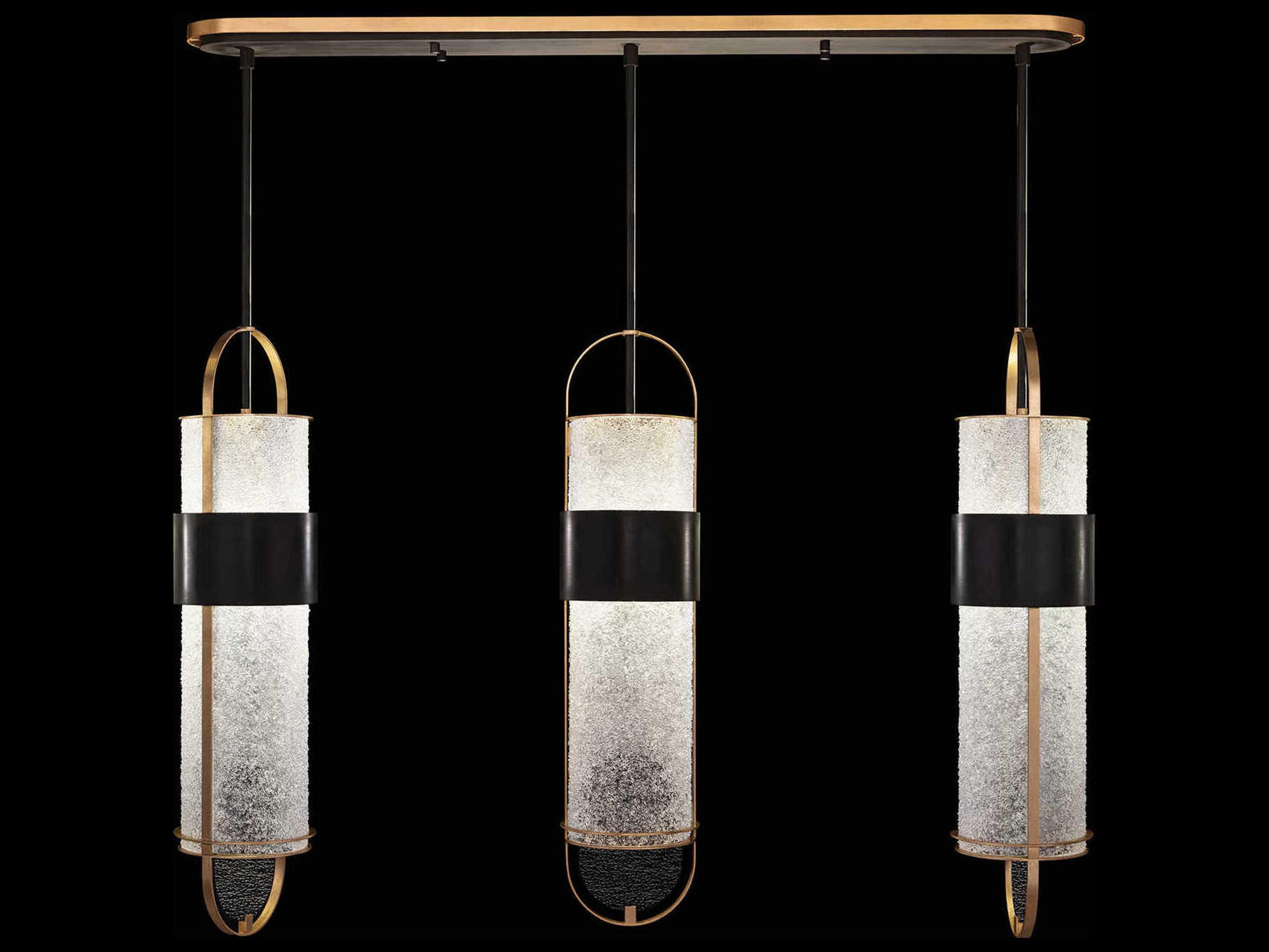 Fine Art Handcrafted Lighting Bond 6-Light Black Gold Linear Island Pendant