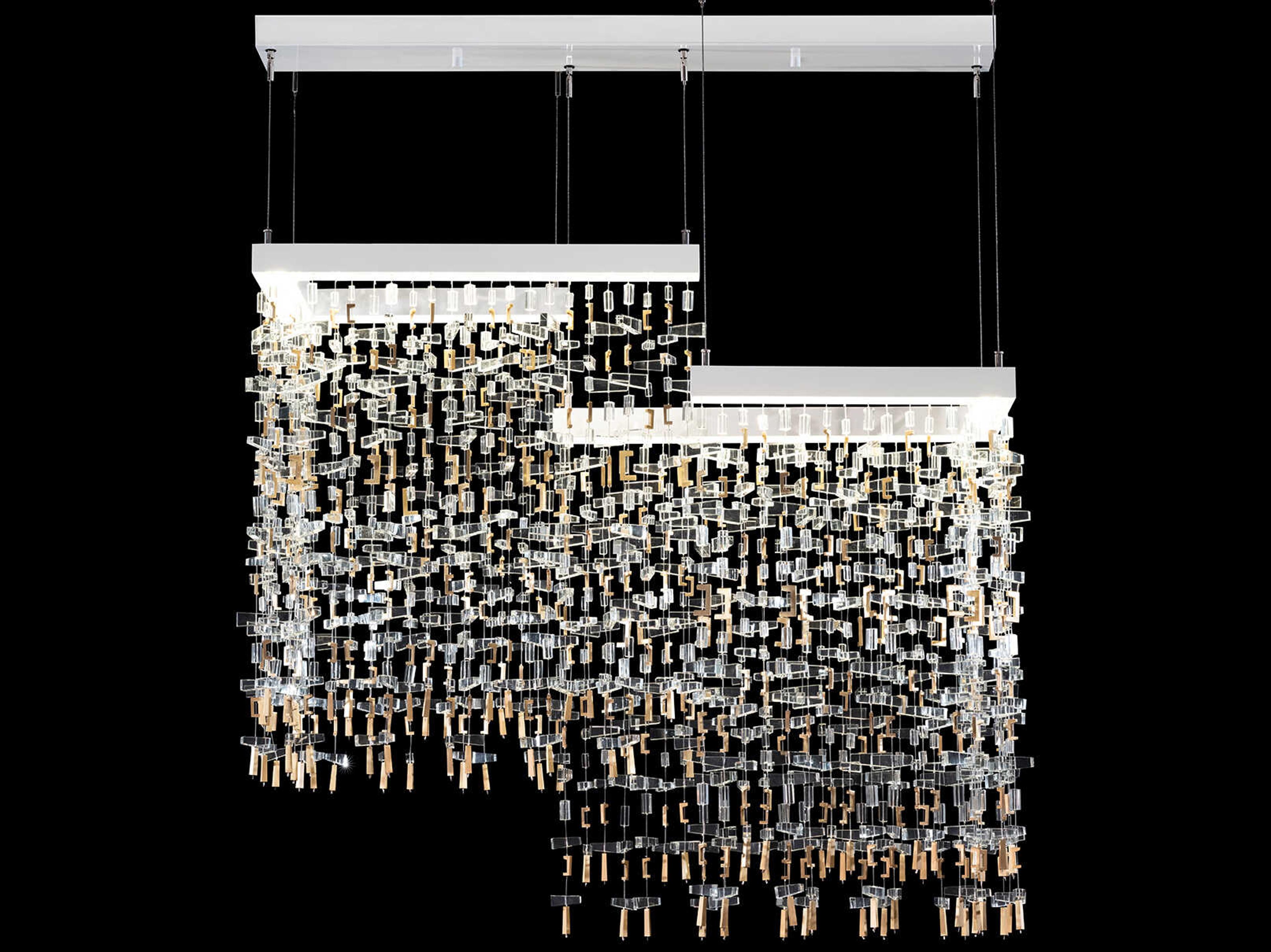 Fine Art Handcrafted Lighting Capri 18-Light White Gloss Linear Island Pendant