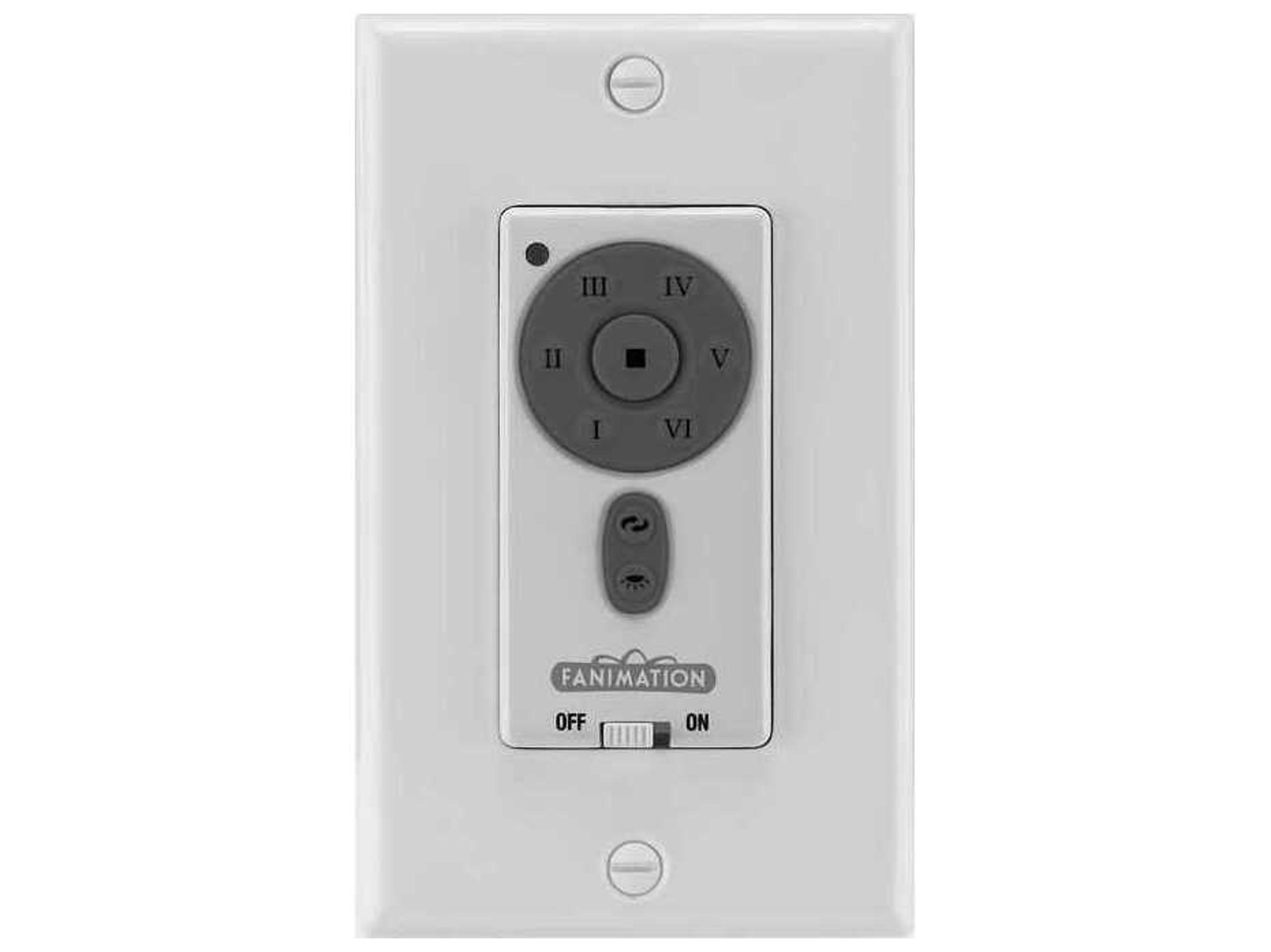 Fanimation Controls Ceiling Fan Wall Control Reversing - 6 Speed DC Motor Fan and Uplight/Downlight - White