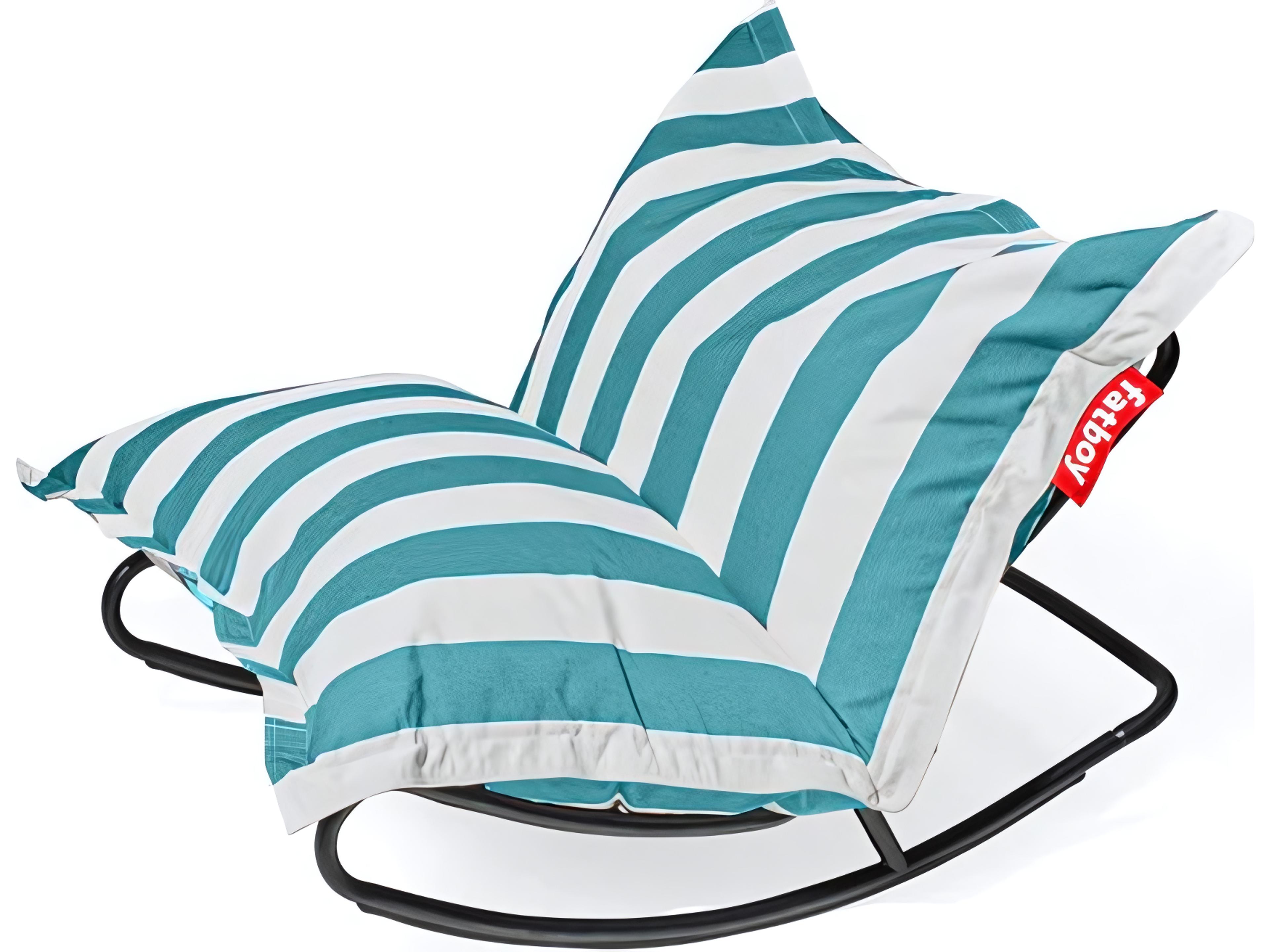 Fatboy Outdoor Original Bean Bag Chair Rock 'n Roll Rocker Bundle in Stripe Azur