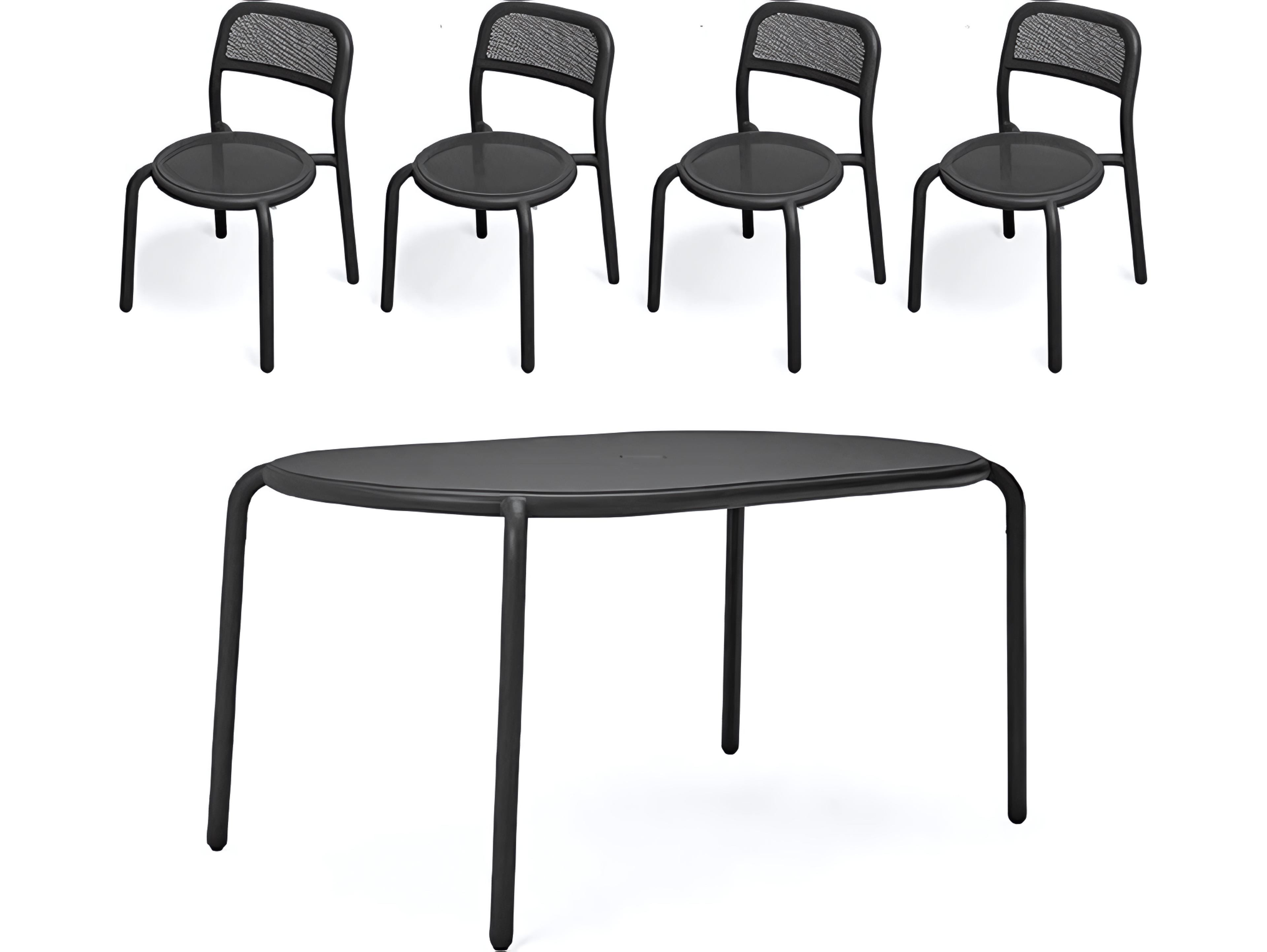 Fatboy Outdoor Toni Tavolo Dining Set with Side Chairs in Anthracite