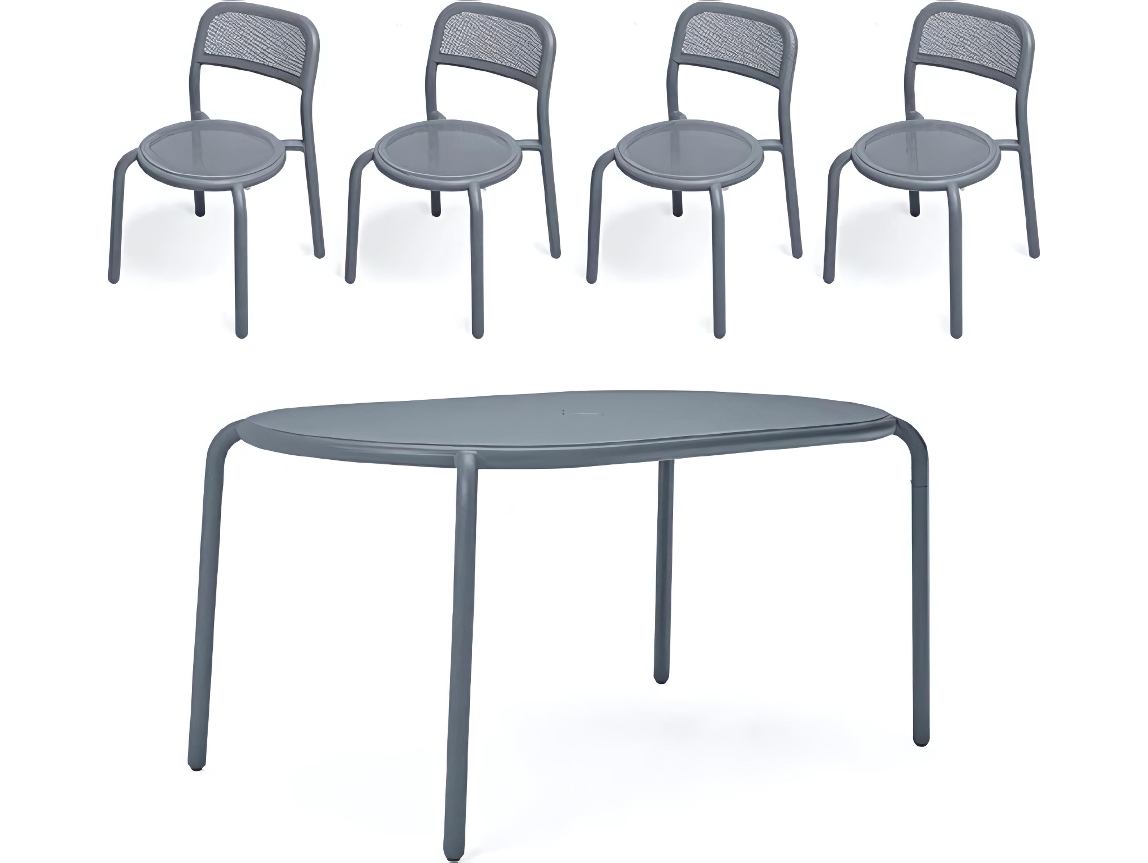 Fatboy Outdoor Toni Tavolo Dining Set with Side Chairs in Elephant