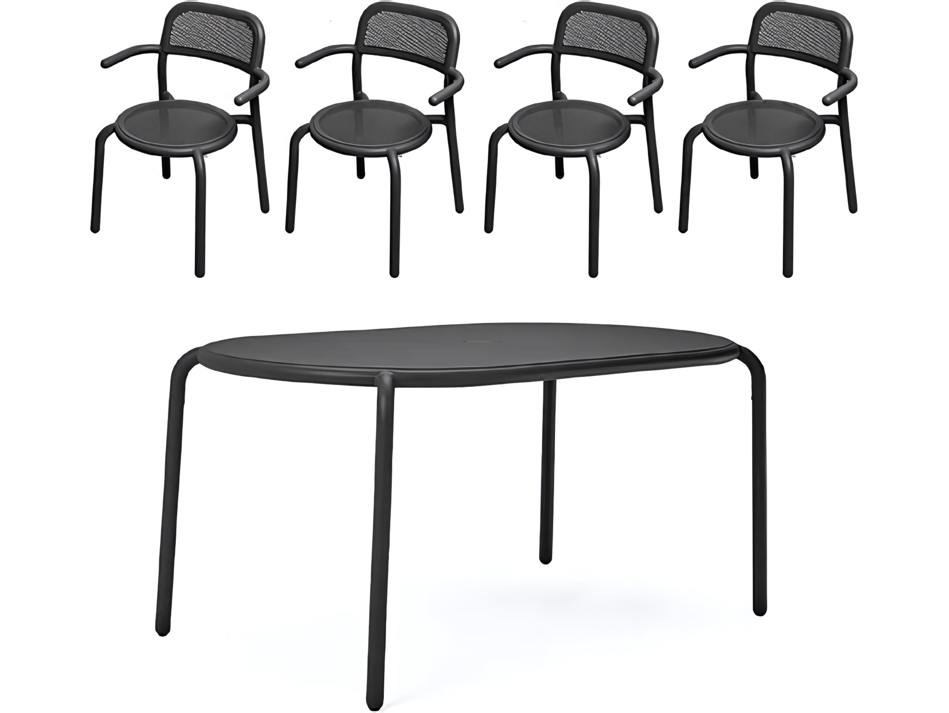 Fatboy Outdoor Toni Tavolo Dining Set with Armchairs in Anthracite