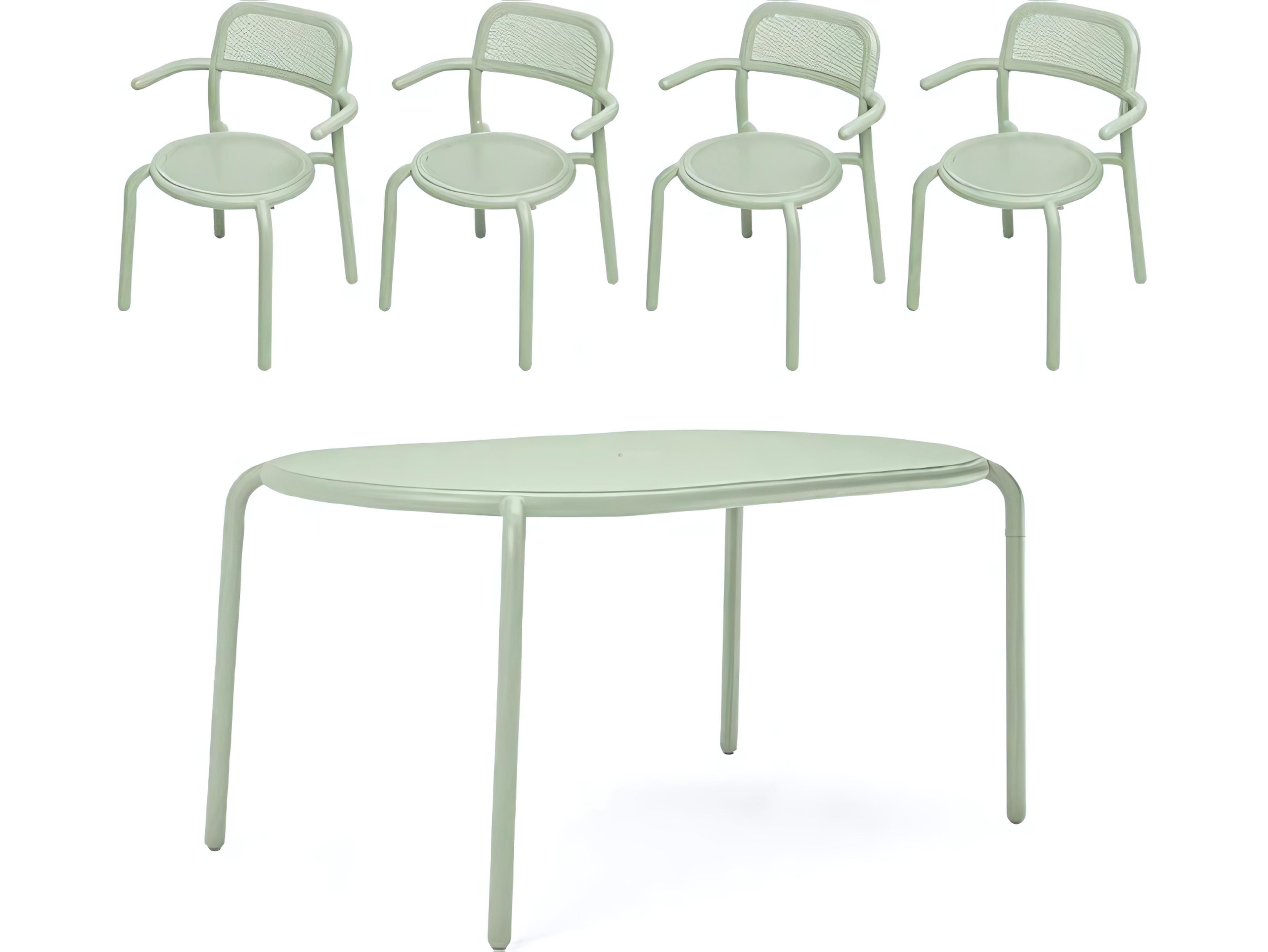 Fatboy Outdoor Toni Tavolo Dining Set with Armchairs in Mist Green
