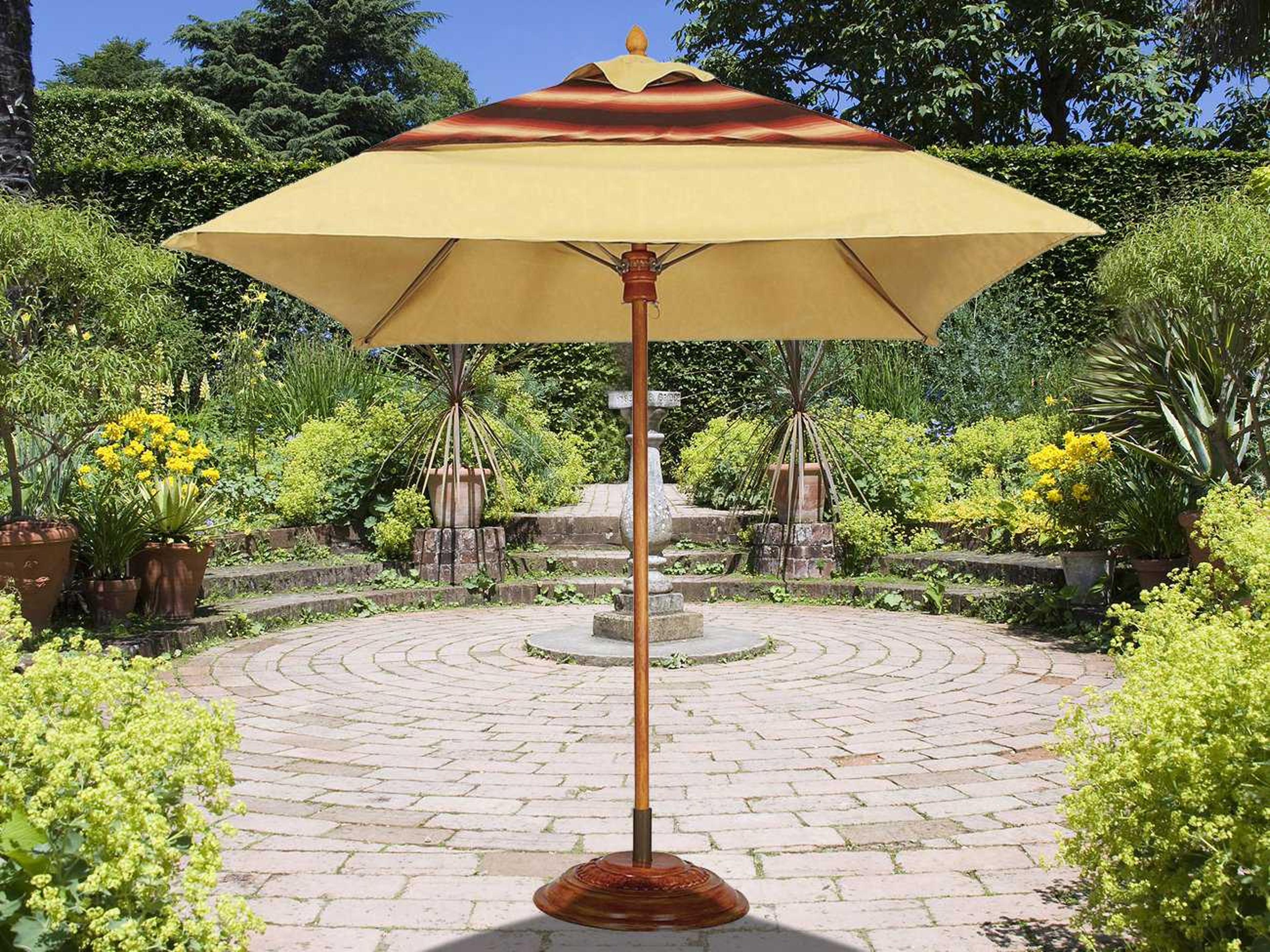Fiberbuilt Augusta Fiber Teak 6 Foot Square Wood Outdoor Patio Umbrella