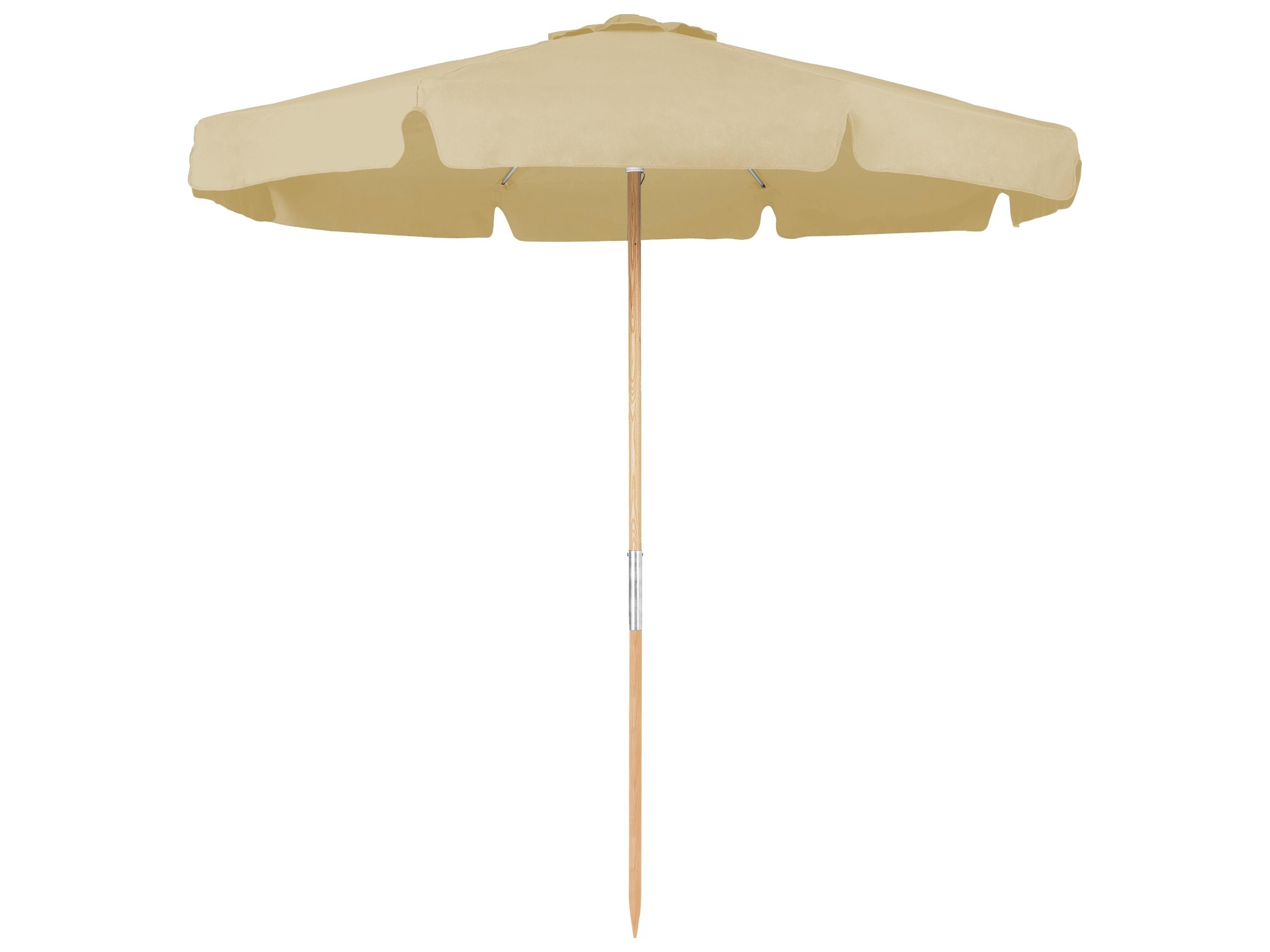 Fiberbuilt Outdoor Patio Umbrellas Beach Oakwood Natural Oak 7.5 Foot Octagon Push Up Outdoor Patio Umbrella