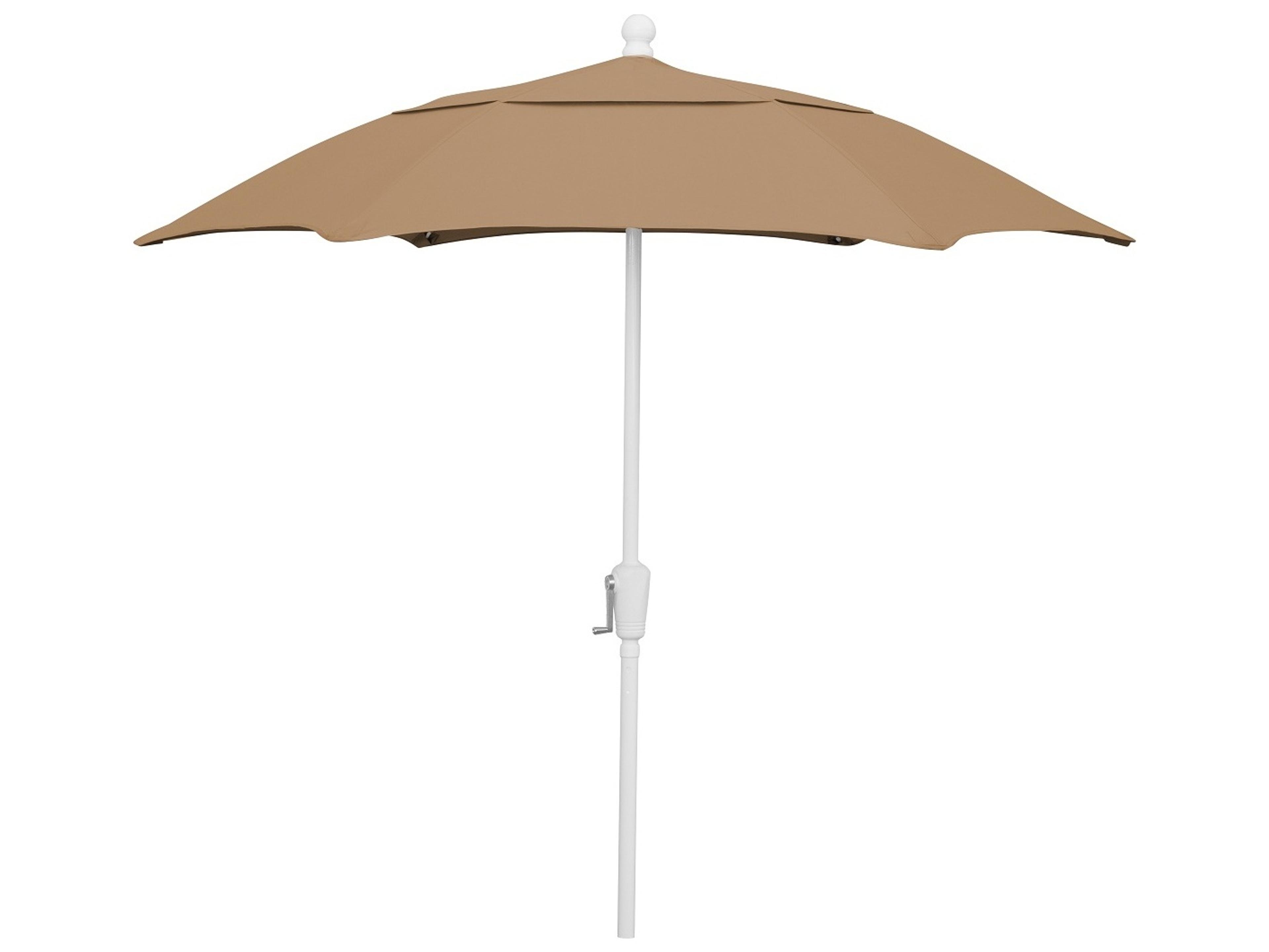 Fiberbuilt Umbrellas Patio Fiberglass White 7.5 Foot Hexagon Crank Umbrella