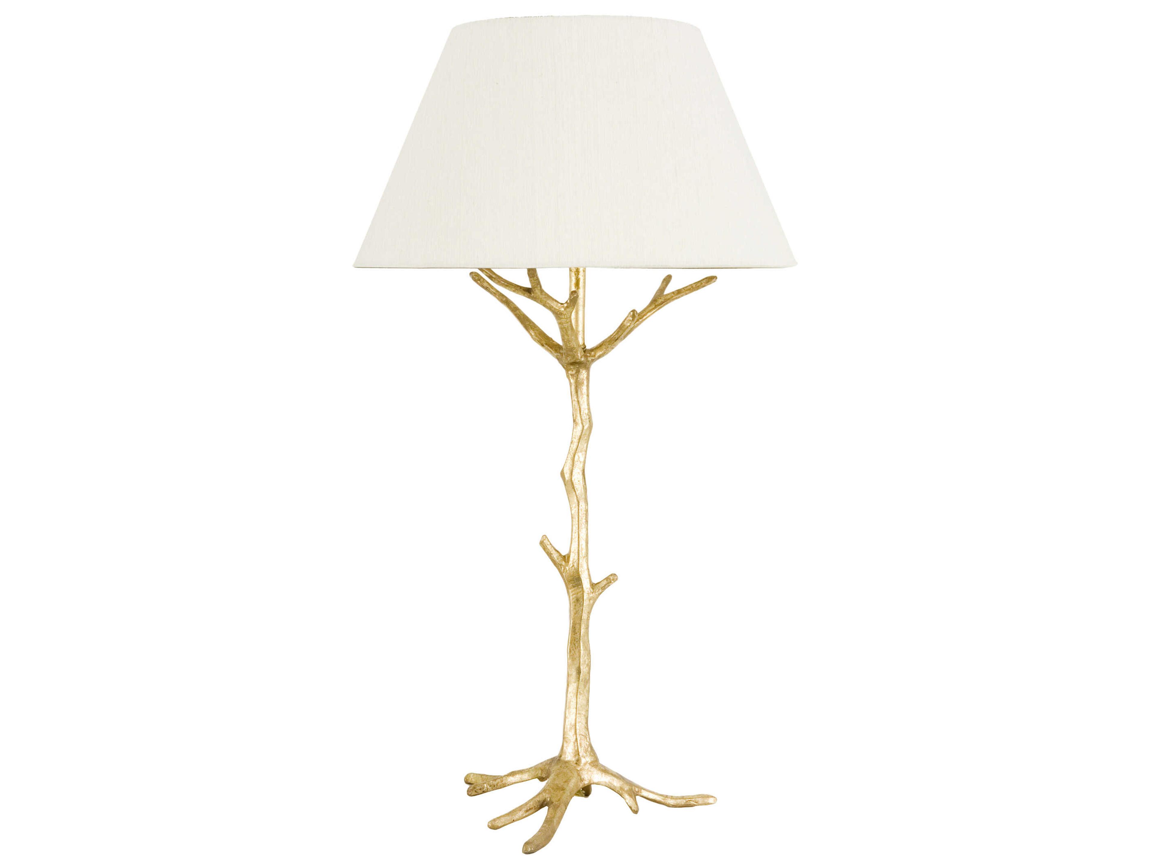 Frederick Cooper Sprig's Promise Gilded Gold Cream Raw Silk Buffet Lamp