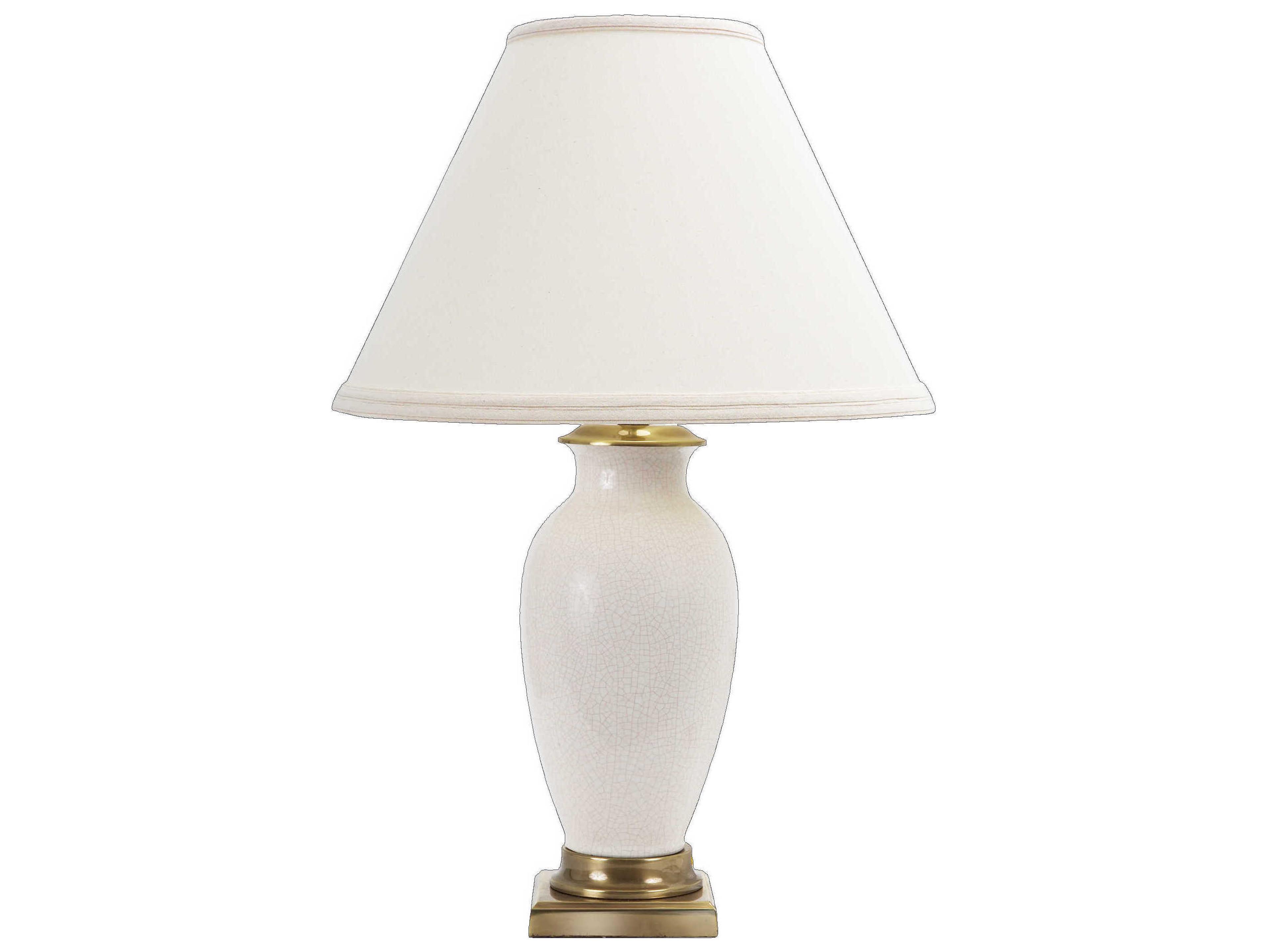 Frederick Cooper Kyoko White Crackle Glaze Beige Linen Buffet Lamp