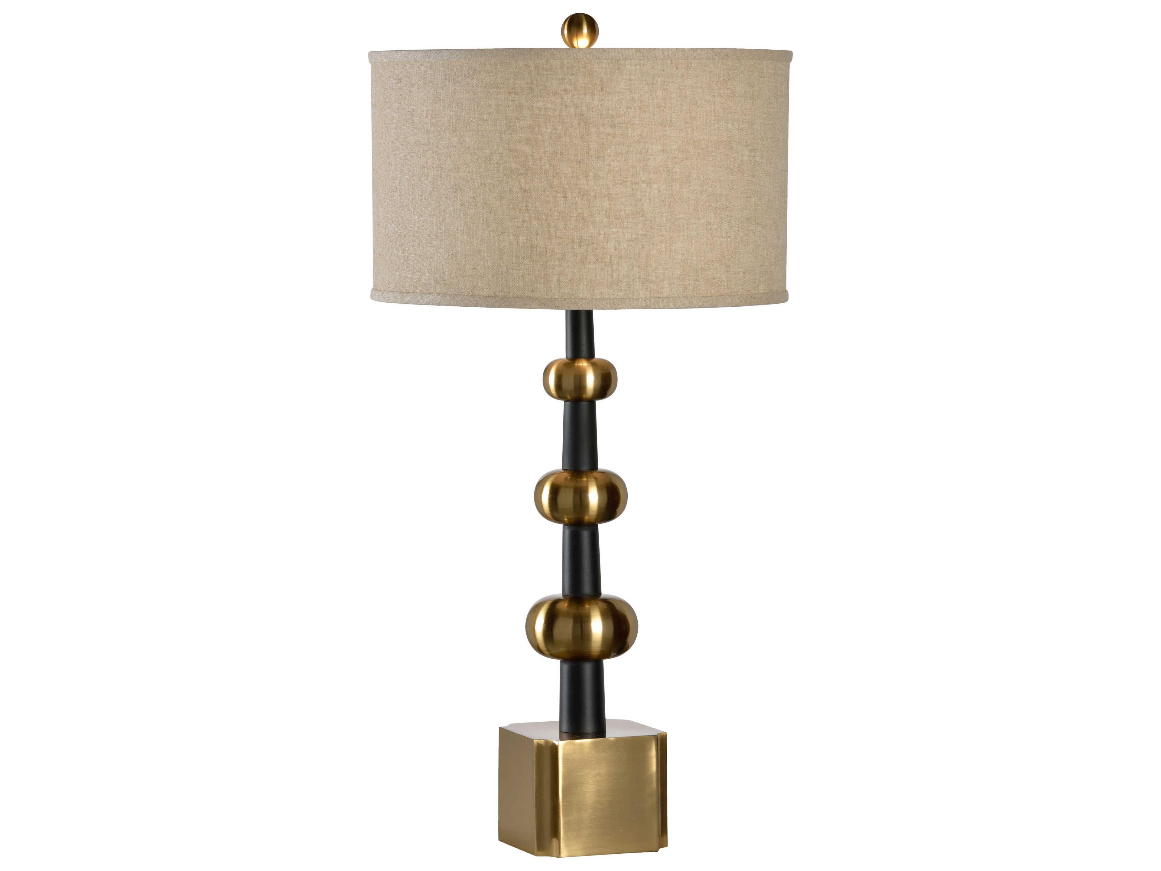 Frederick Cooper Hudson Blacksmith antique Brass Natural Linen Buffet Lamp