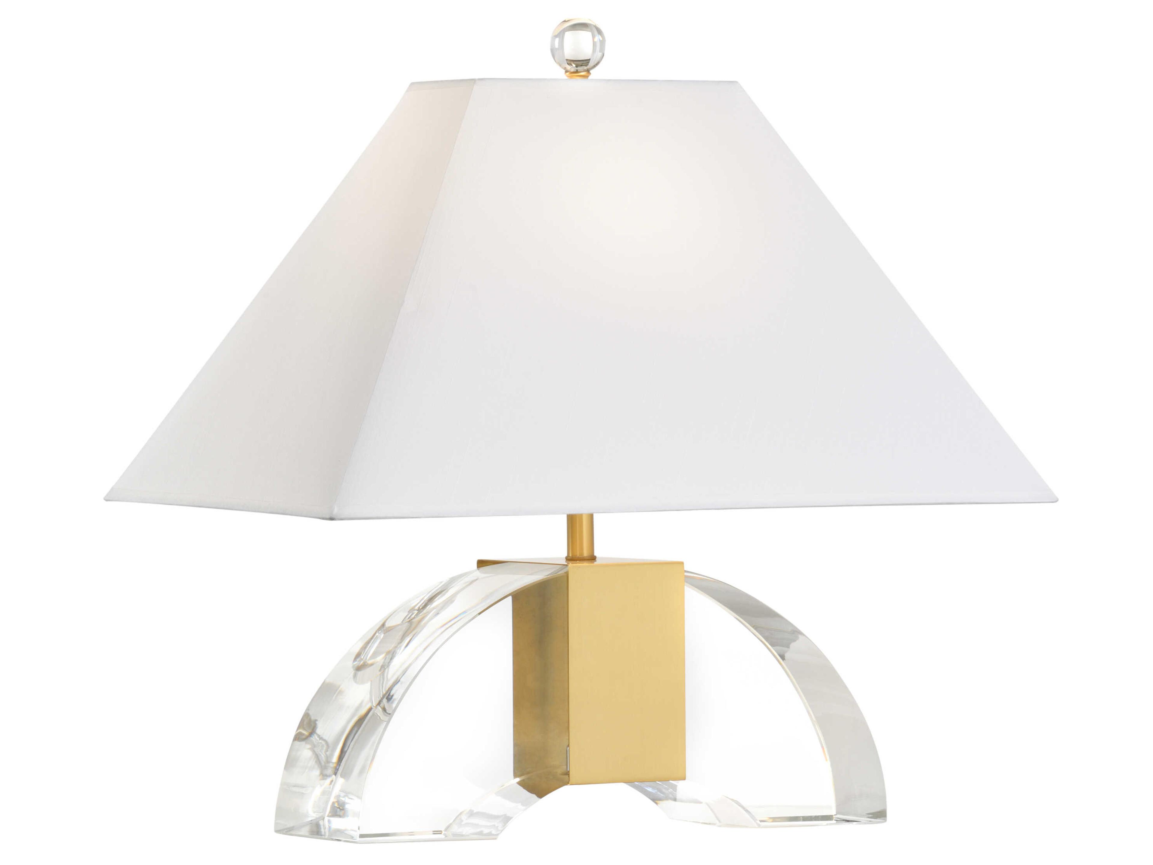 Frederick Cooper Chess Court Crystal Gold Clear White Silkette Brass Table Lamp