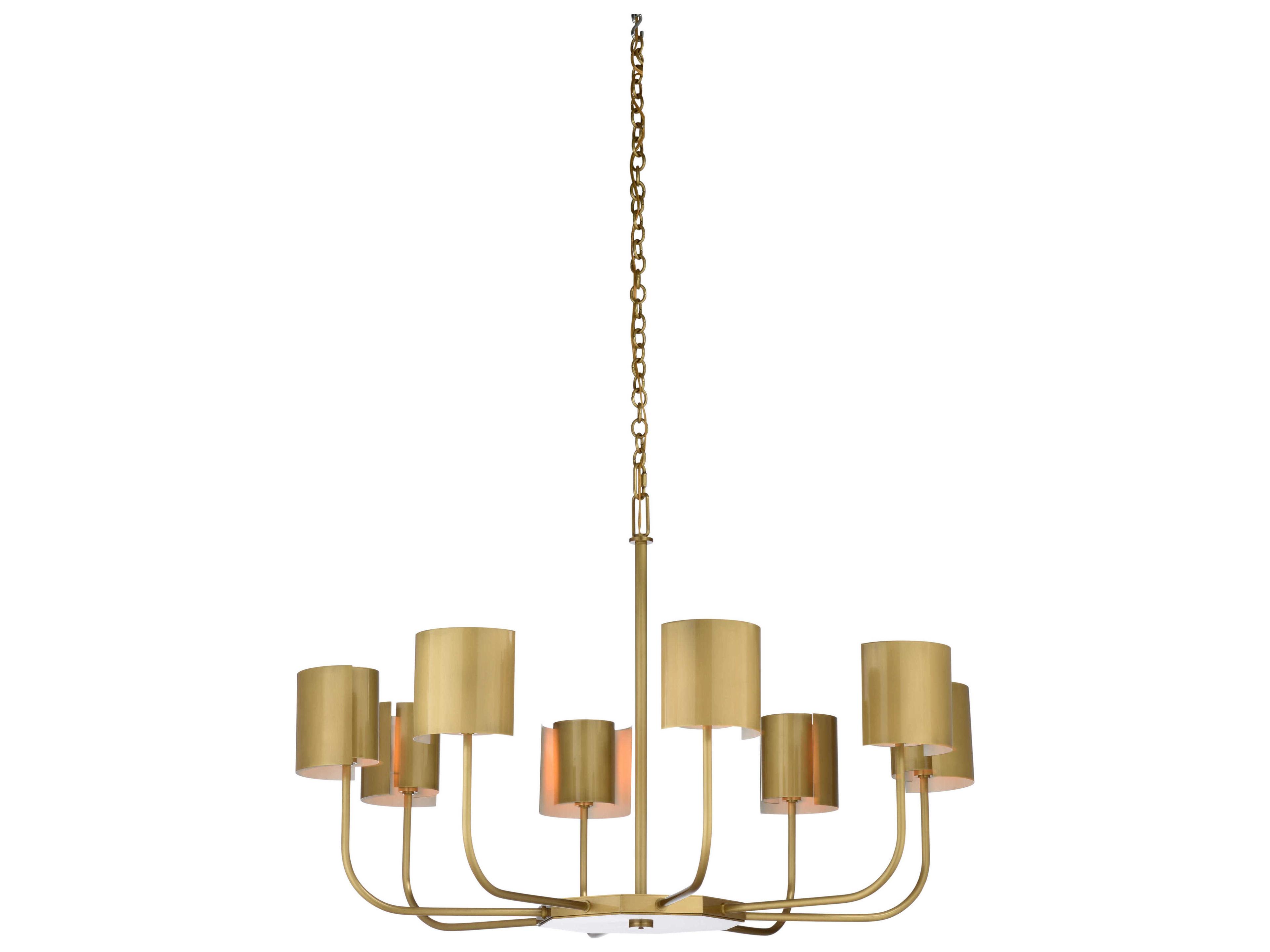 Frederick Cooper 8-Light Antique Brass Candelabra Geometric Linear Chandelier