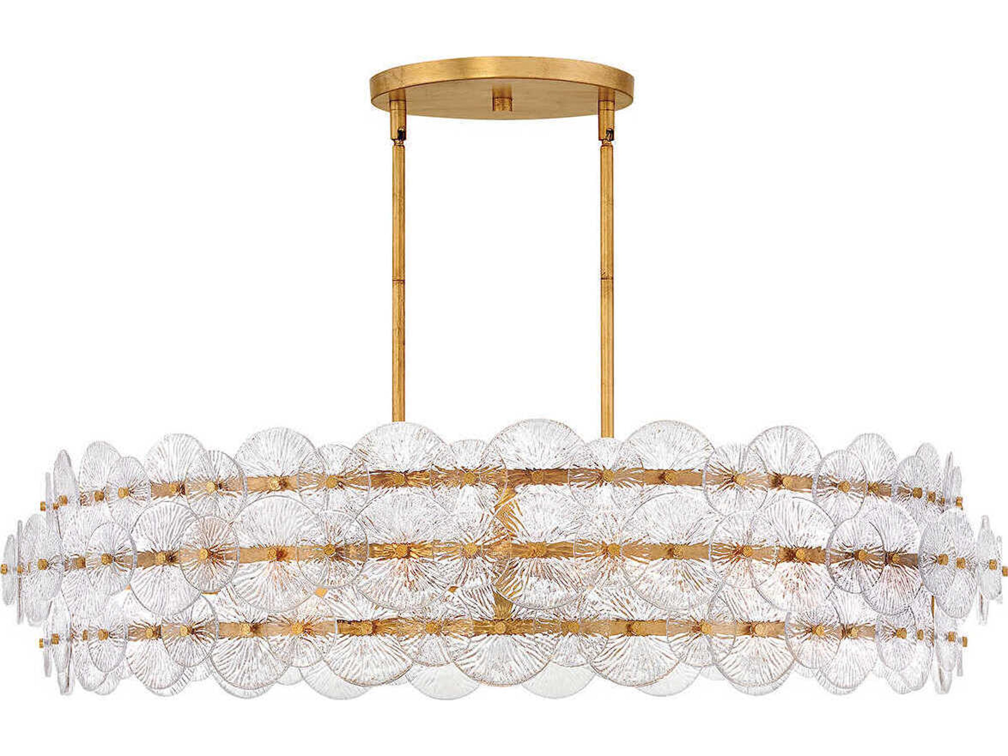 Fredrick Ramond Rene 8-Light Distressed Brass Drum Pendant