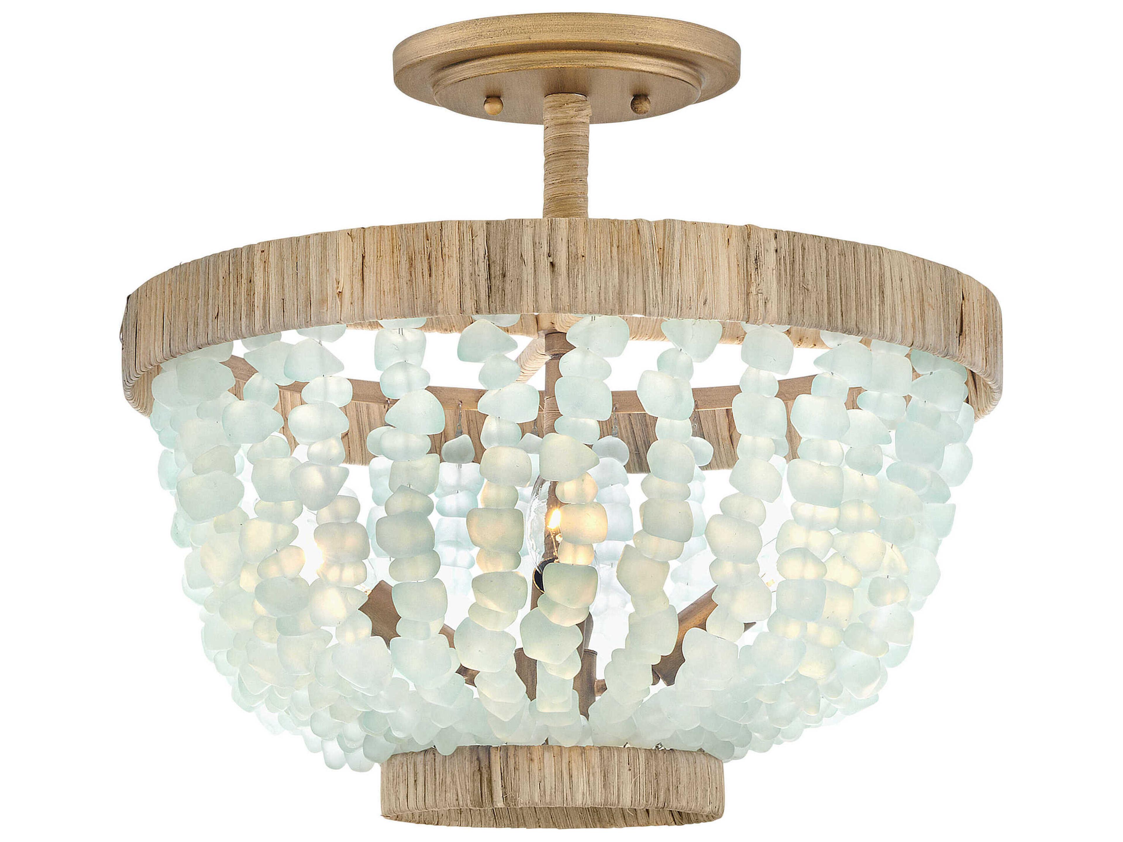 Fredrick Ramond Dune 4-Light Burnished Gold Glass LED Semi Flush Mount