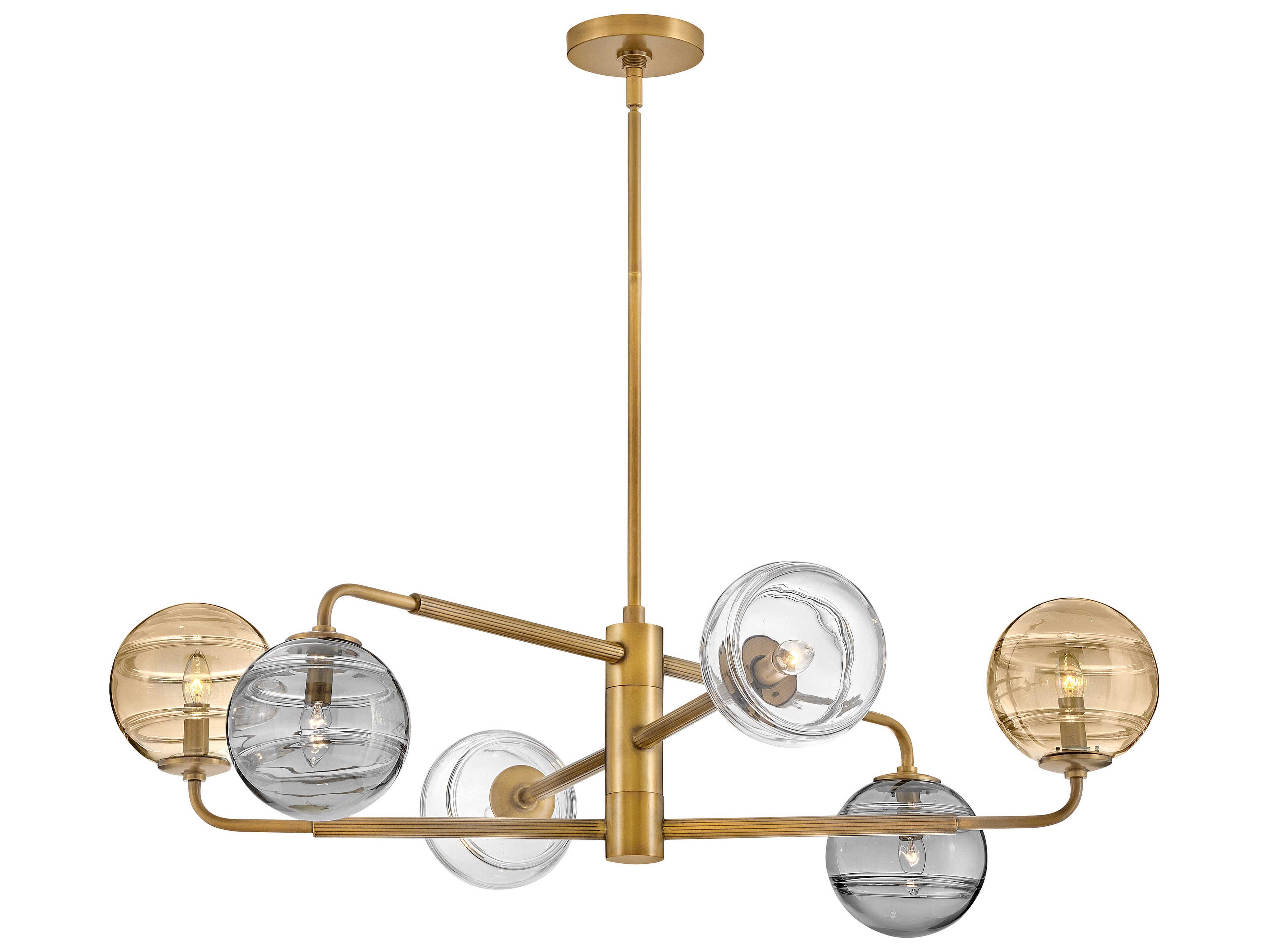 Oberon 6-Light Heritage Brass Glass LED Globe Chandelier