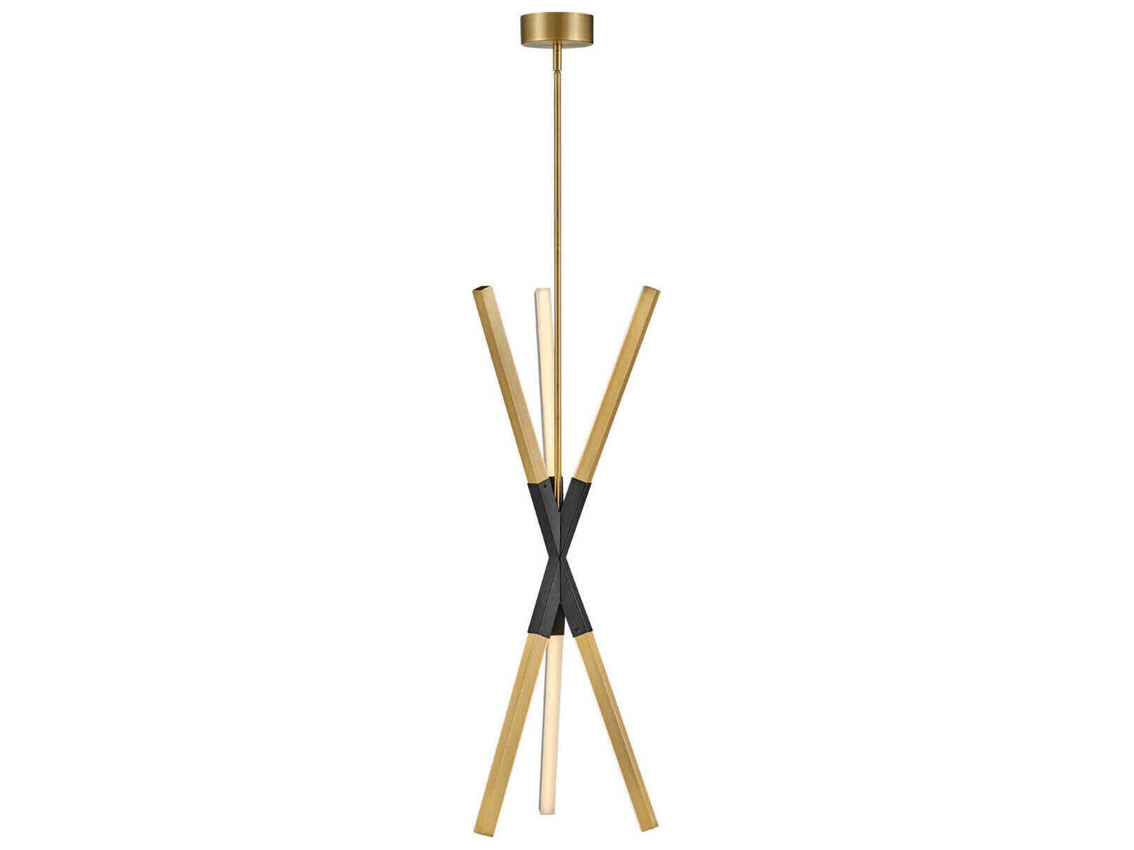 Fredrick Ramond Rae Lacquered Brass Black LED Linear Pendant