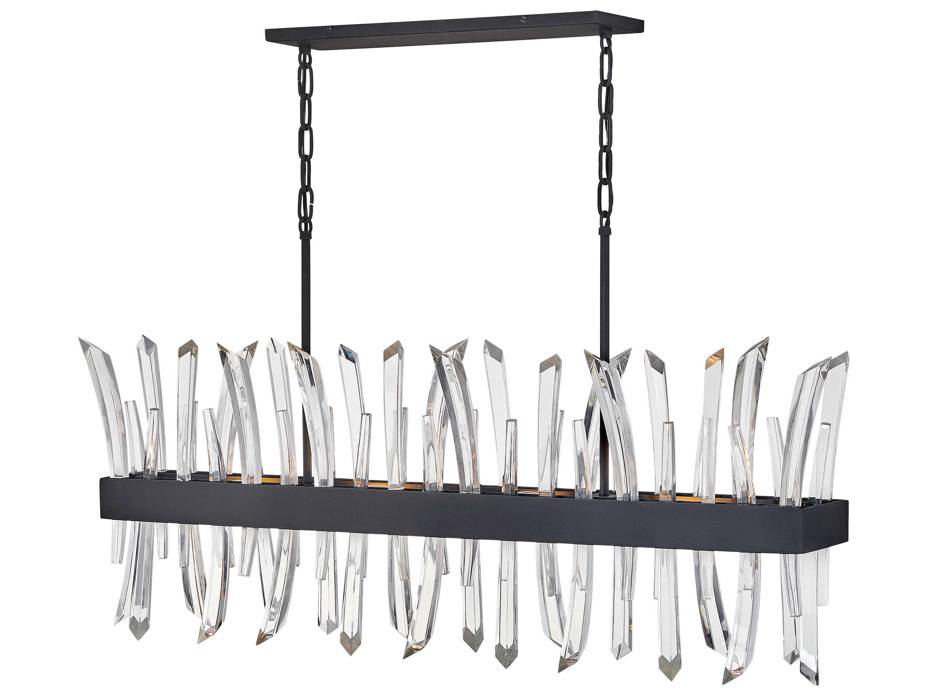 Fredrick Ramond Revel 4-Light Black Crystal Linear Island Pendant