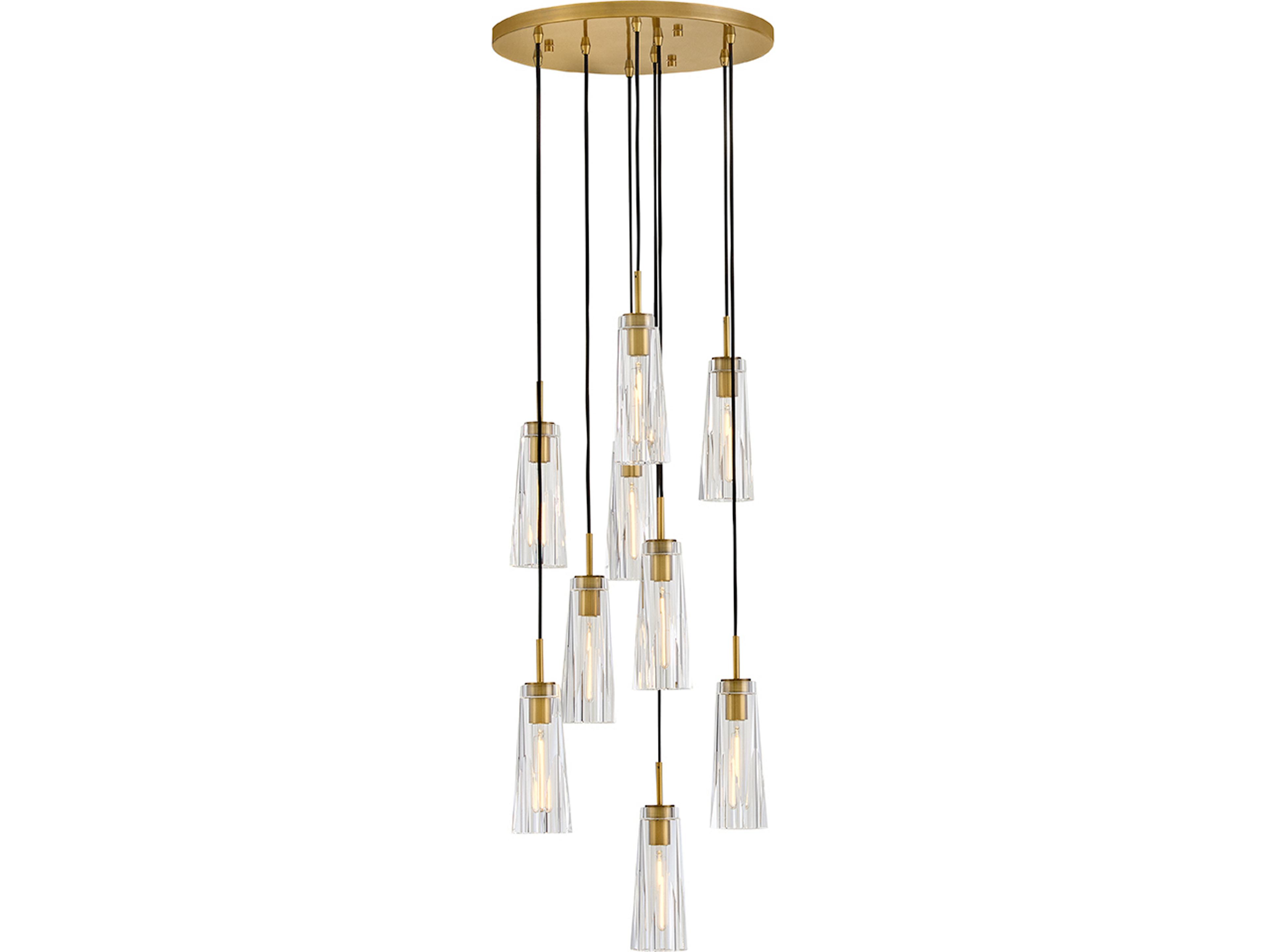 Fredrick Ramond Cosette 9-Light Heritage Brass Cylinder Pendant