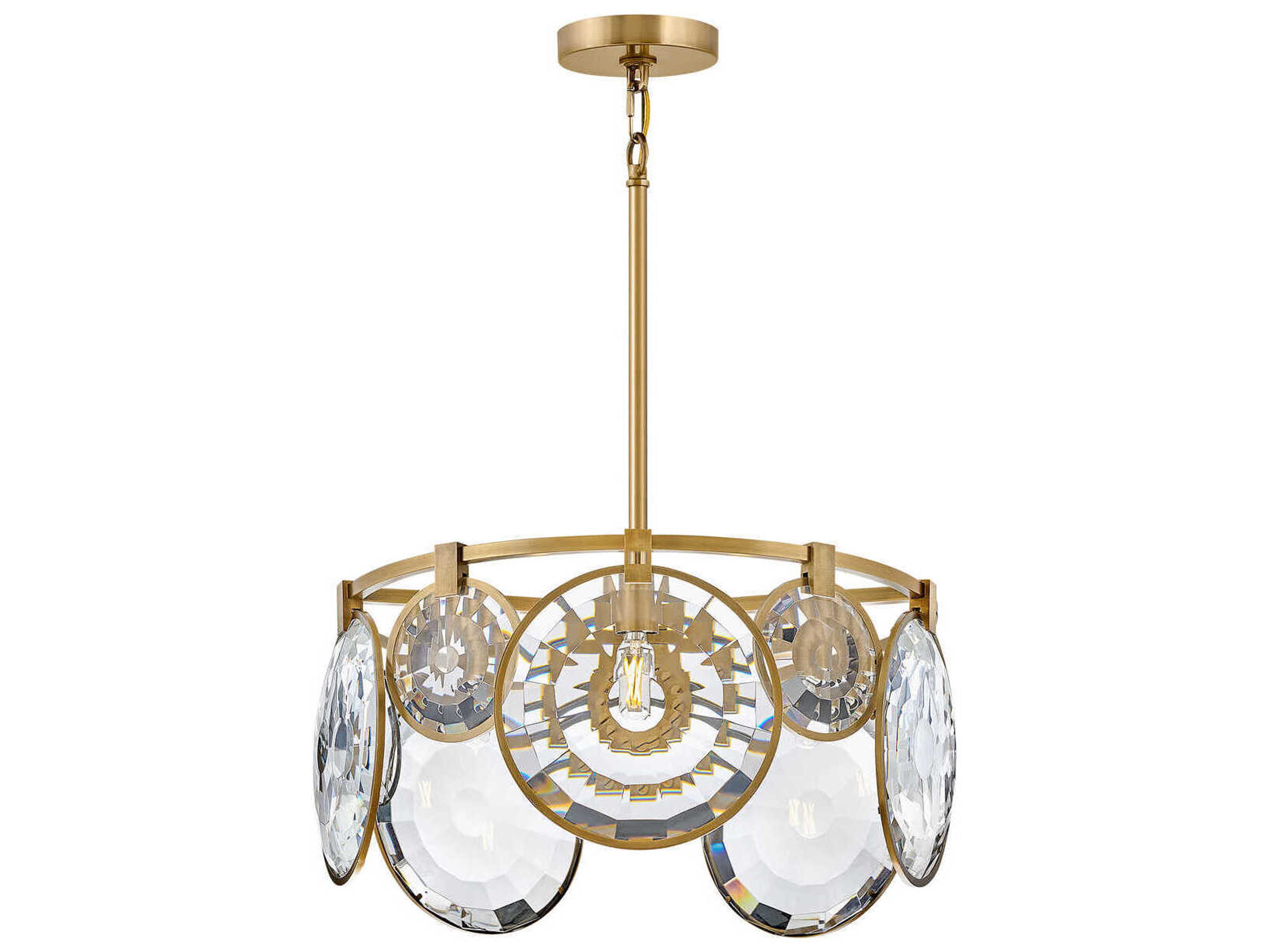 Fredrick Ramond Nala 5-Light Heritage Brass Glass Geometric Linear Pendant