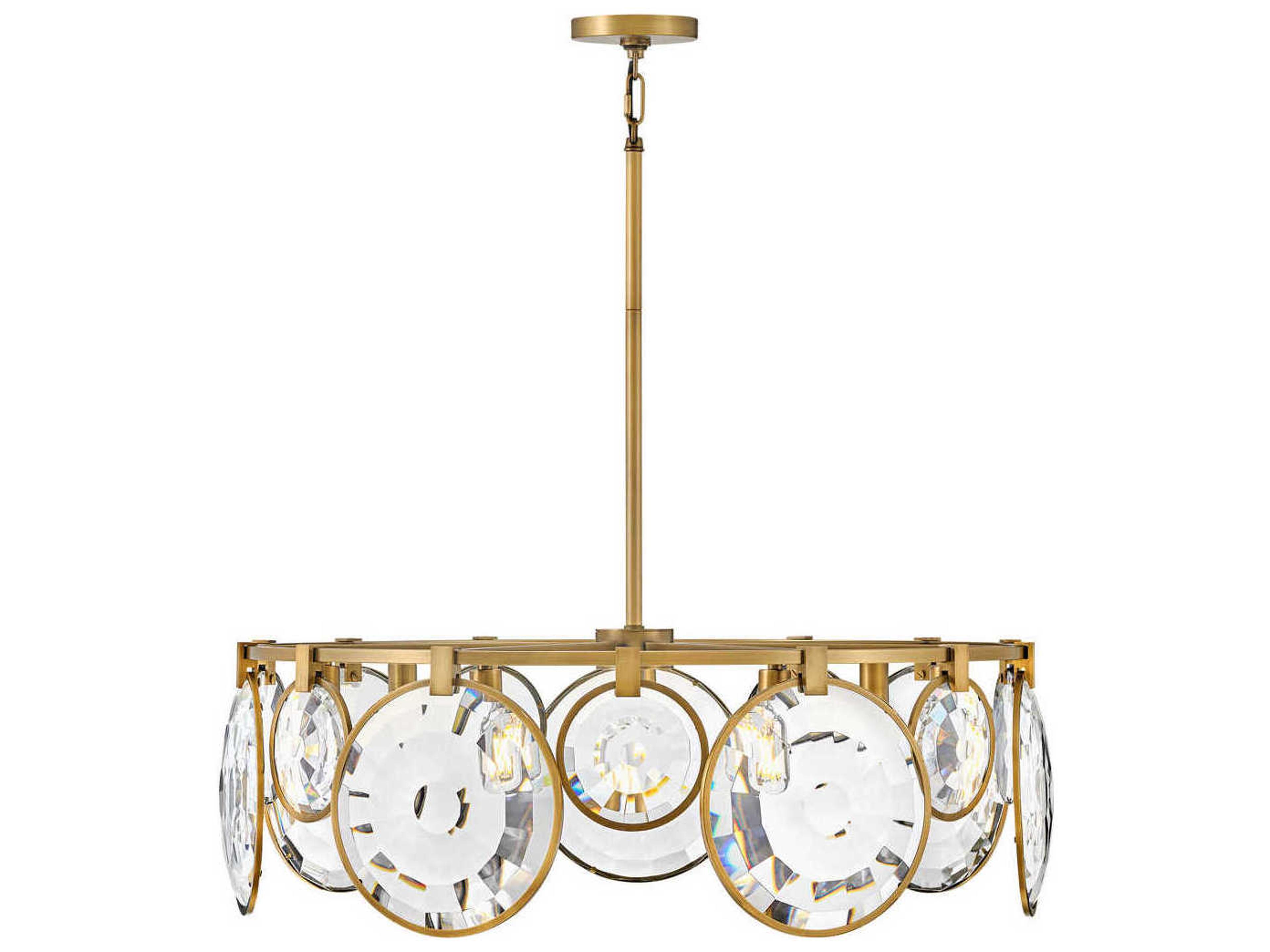 Fredrick Ramond Nala 7-Light Heritage Brass Glass Geometric Linear Pendant