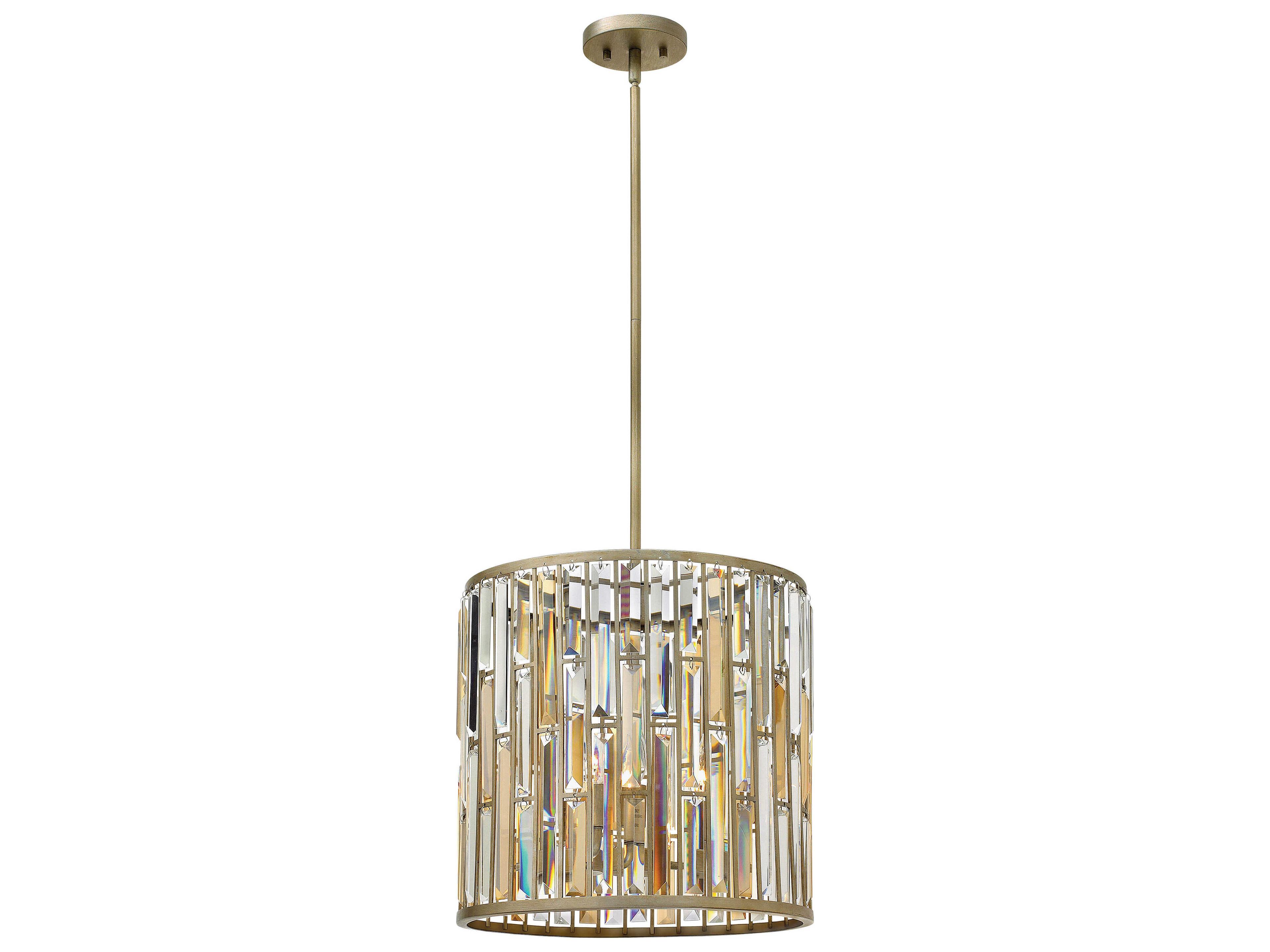 Fredrick Ramond Gemma 3-Light Silver Leaf Crystal Cylinder Pendant