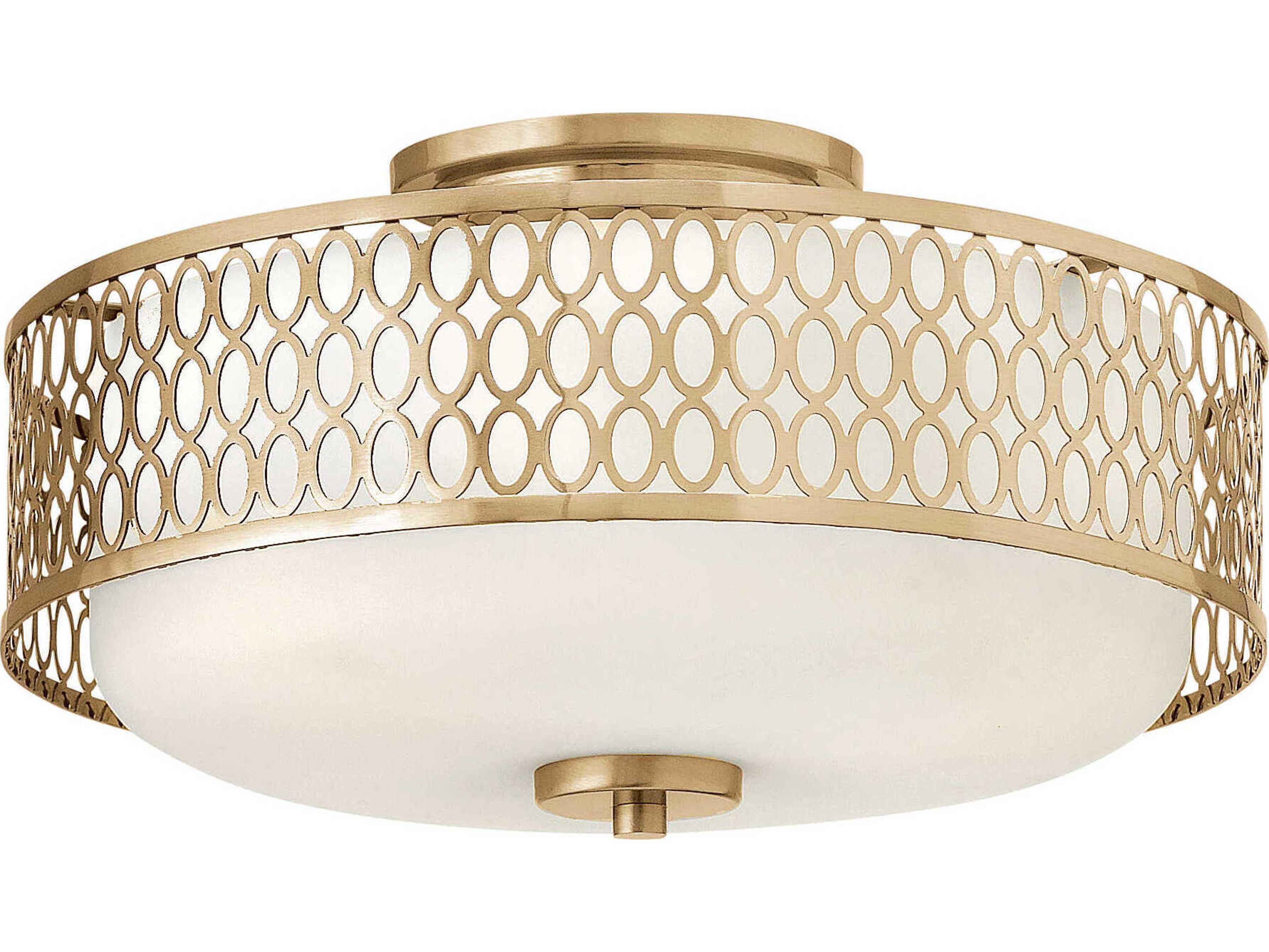 Fredrick Ramond Jules 3-Light Brushed Gold Glass Drum Semi Flush Mount