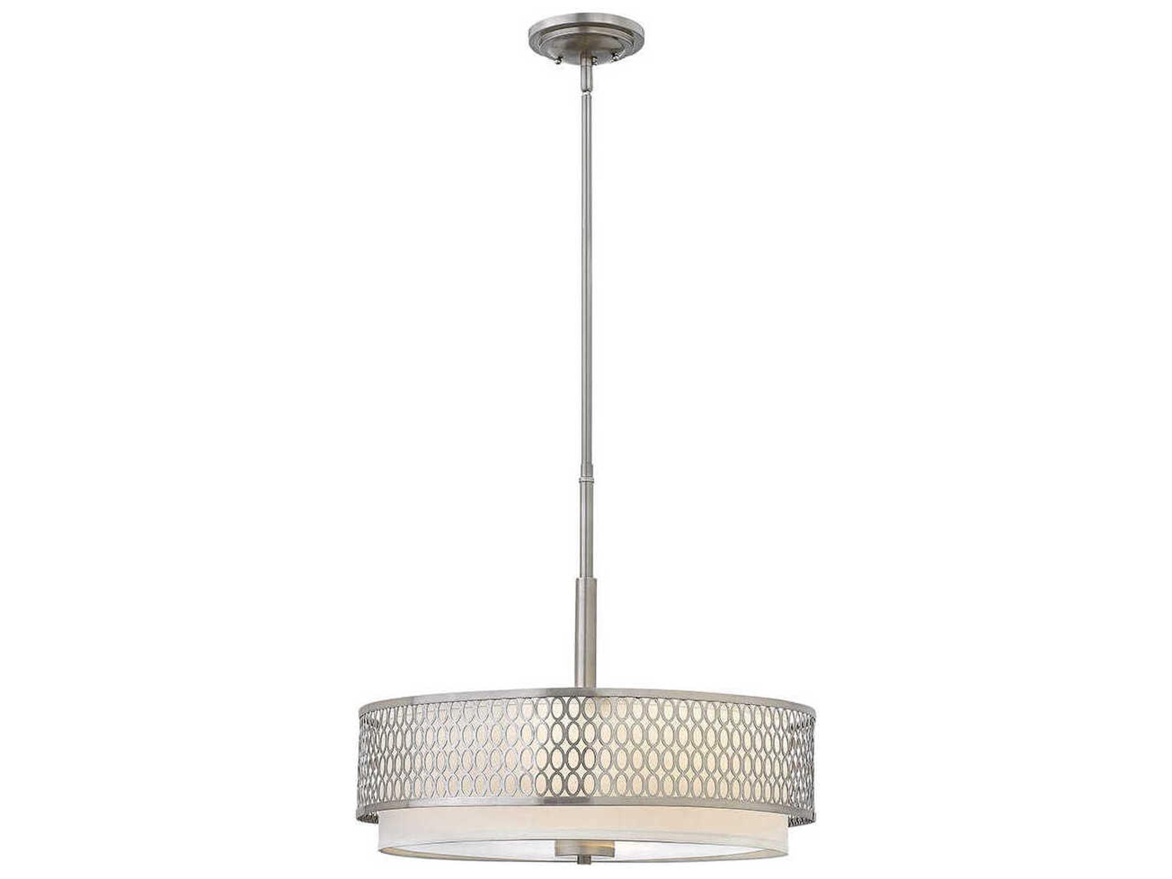 Fredrick Ramond Jules 3-Light Brushed Nickel Glass Drum Pendant