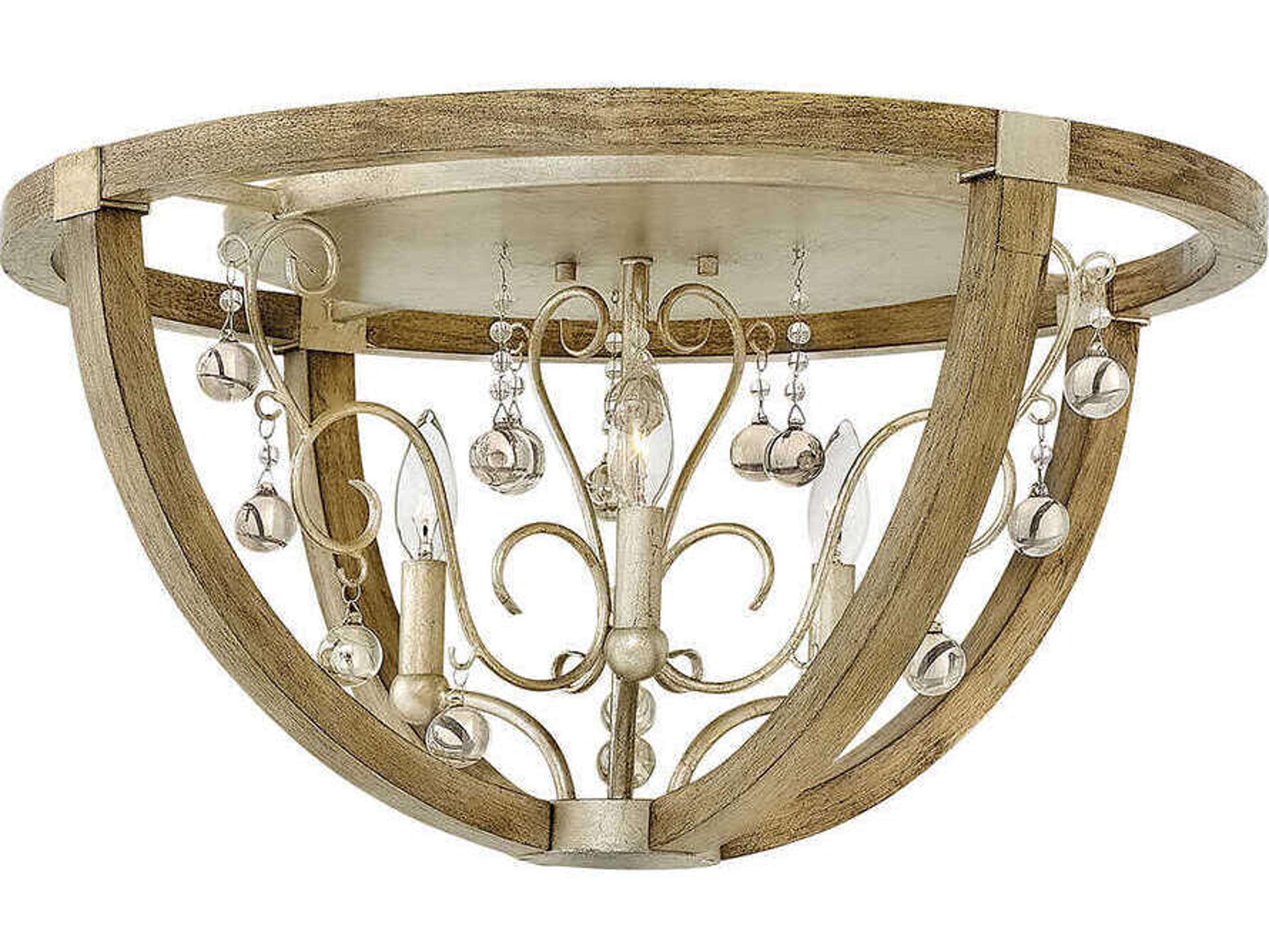 Fredrick Ramond Abingdon 3-Light Silver Leaf Weathered Ash Brown Glass Flush Mount