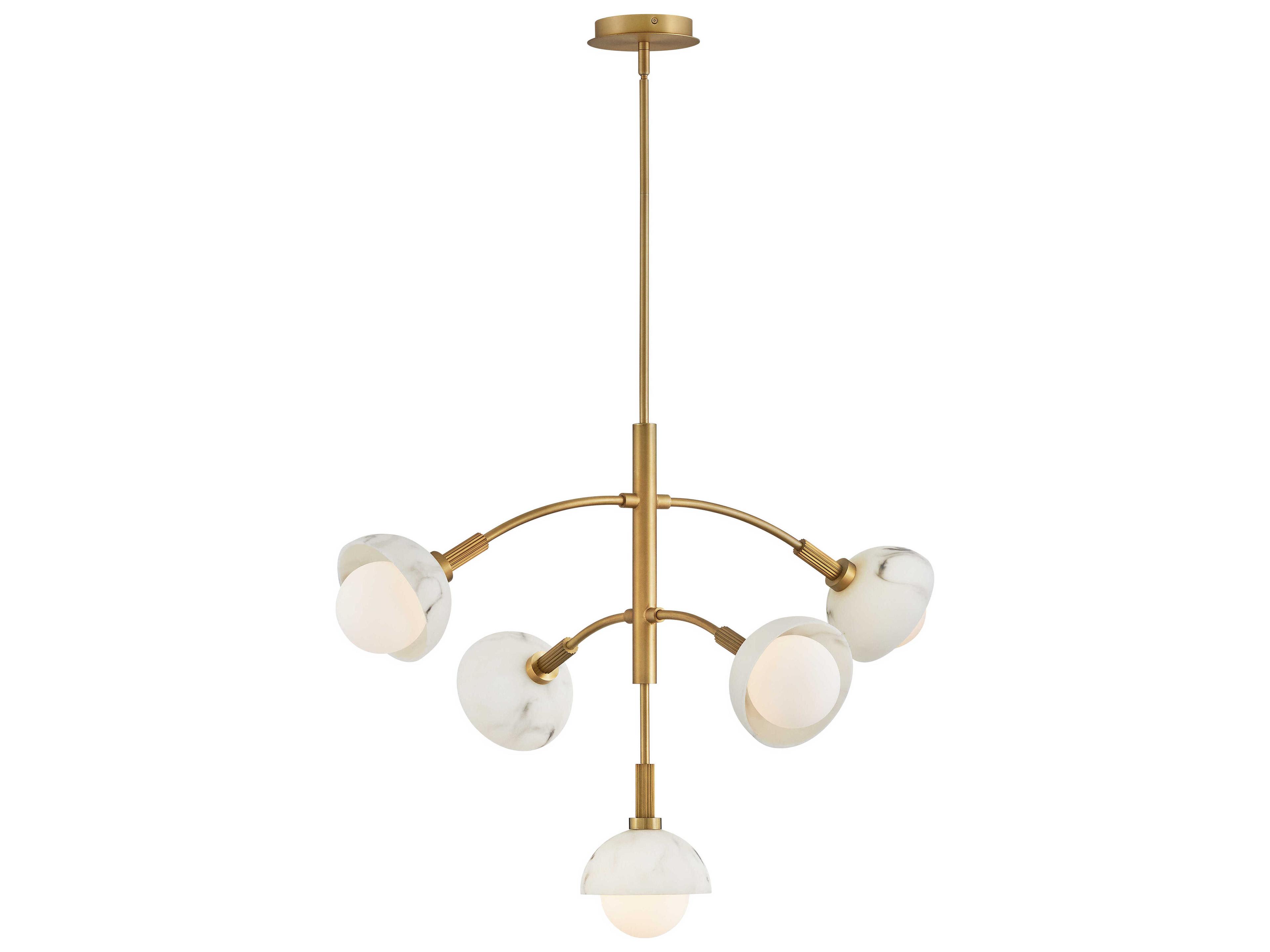 Phoebe 5-Light Heritage Brass LED Globe Chandelier