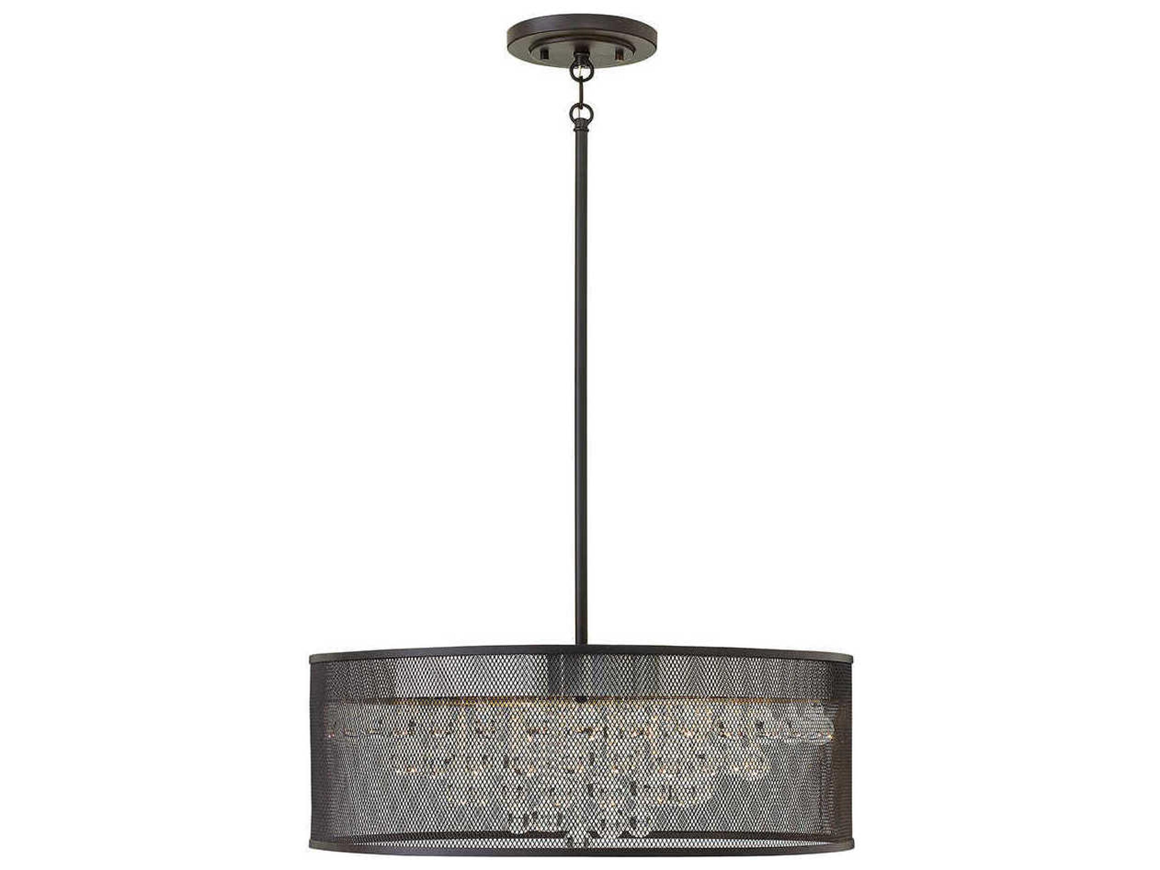 Fredrick Ramond Fiona 6-Light Black Glass Drum Linear Pendant